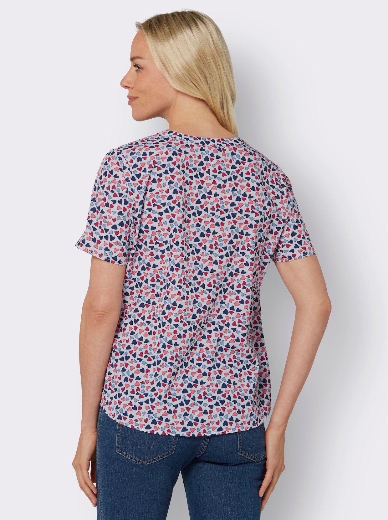 Blouse met korte mouwen - ecru geprint