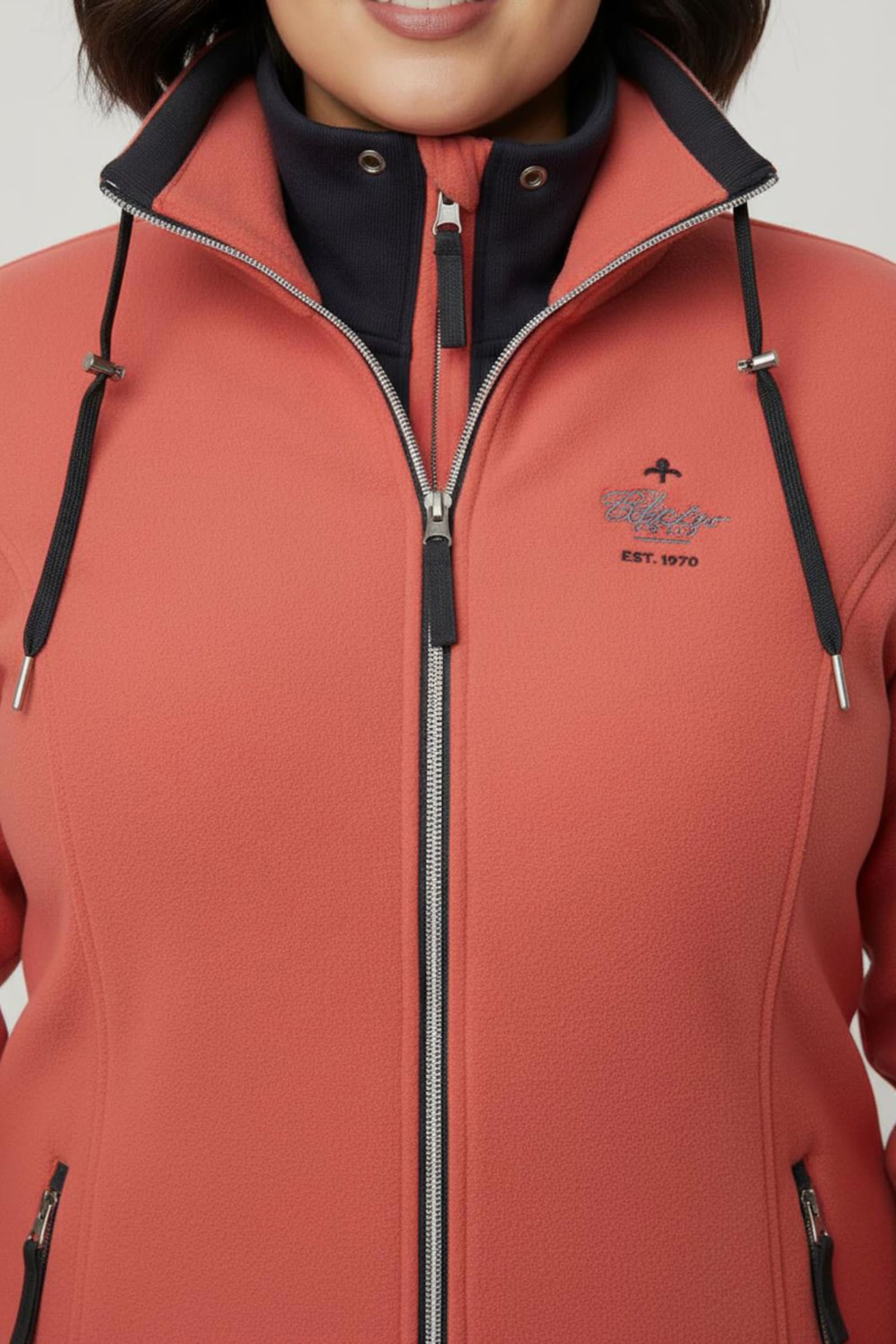 Fleecejacke mit schrägen Reißverschluss-Taschen - koralle