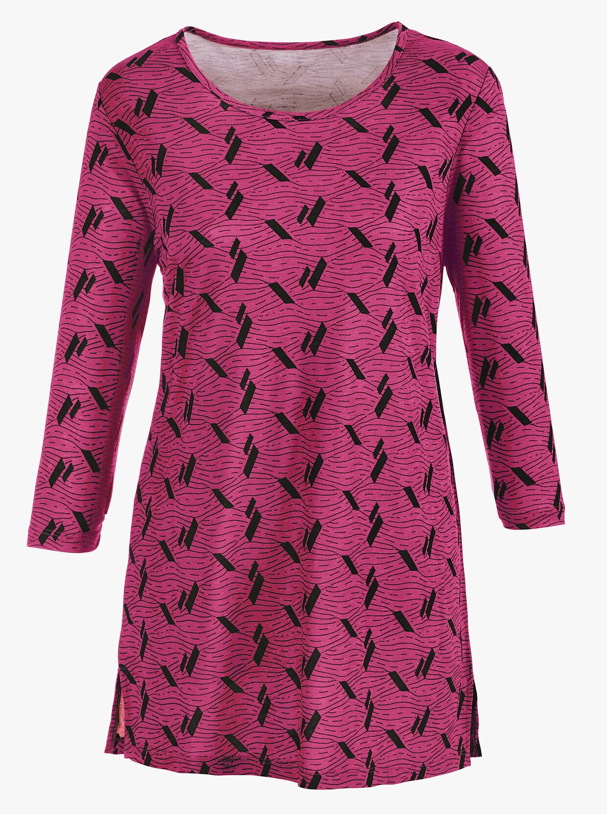 Lang shirt - fuchsia geprint