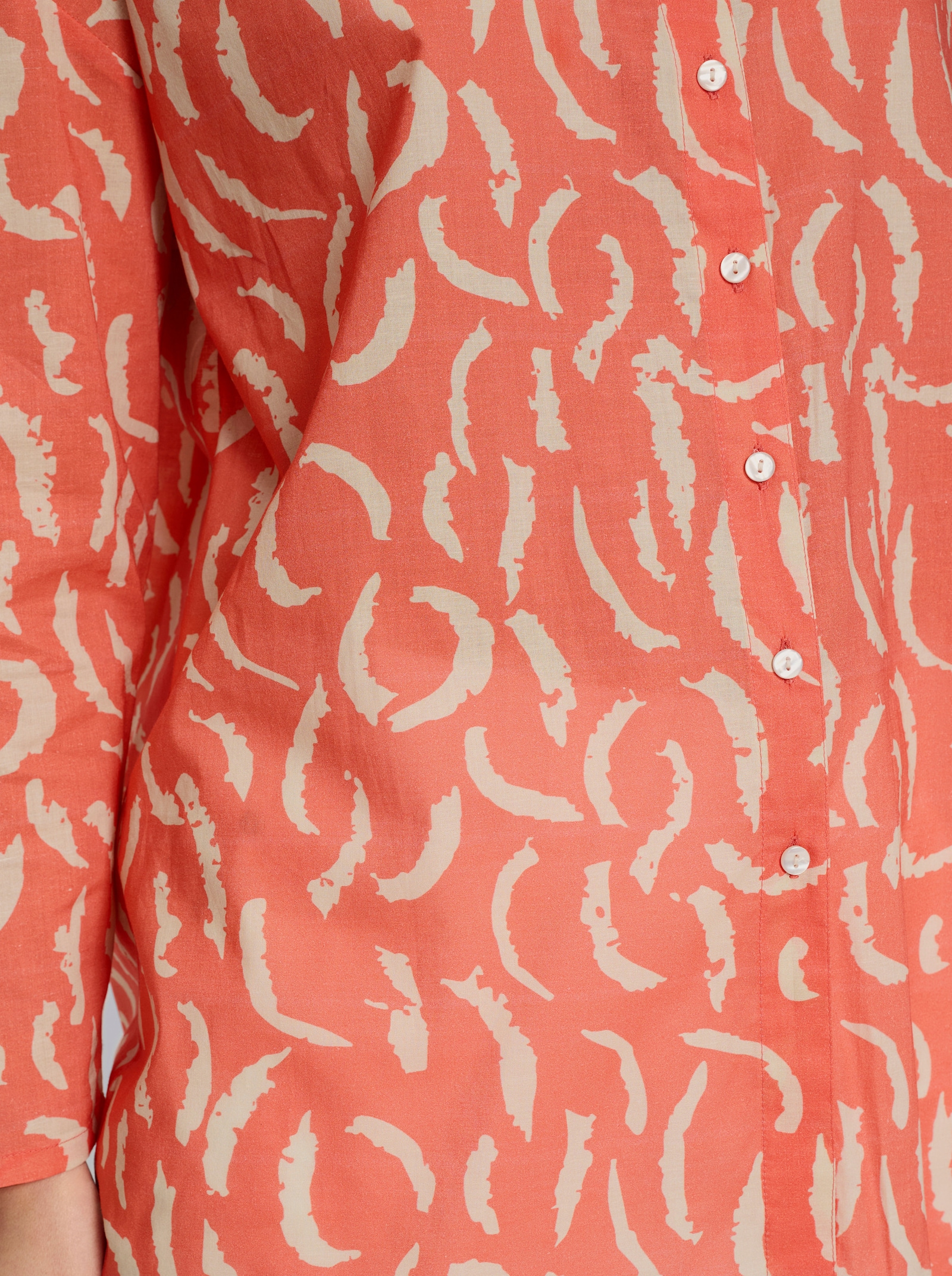 heine Druckbluse mit Hemdkragen - koralle-sand-bedruckt