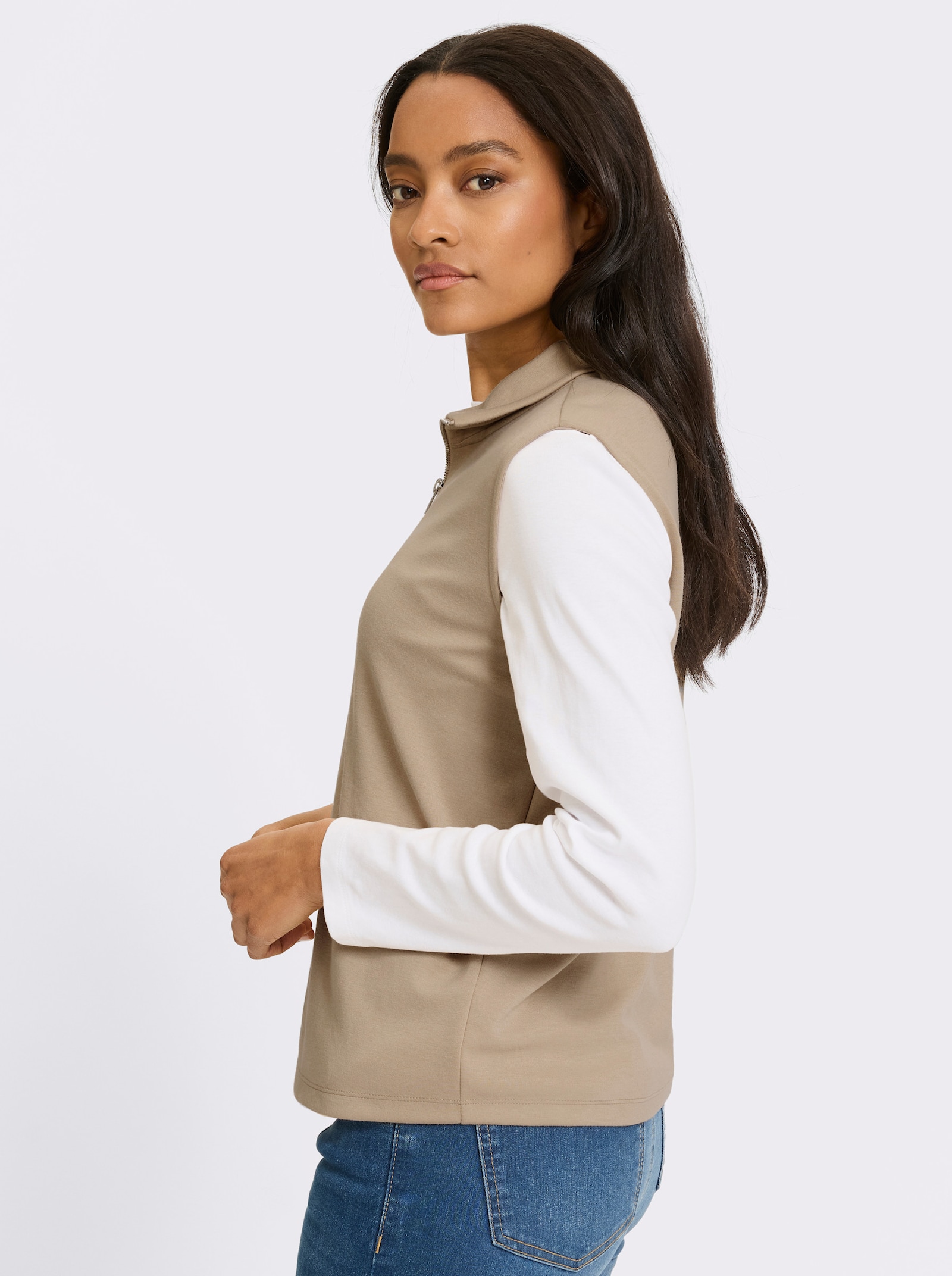 heine Shirt mit Reißverschluss - beige