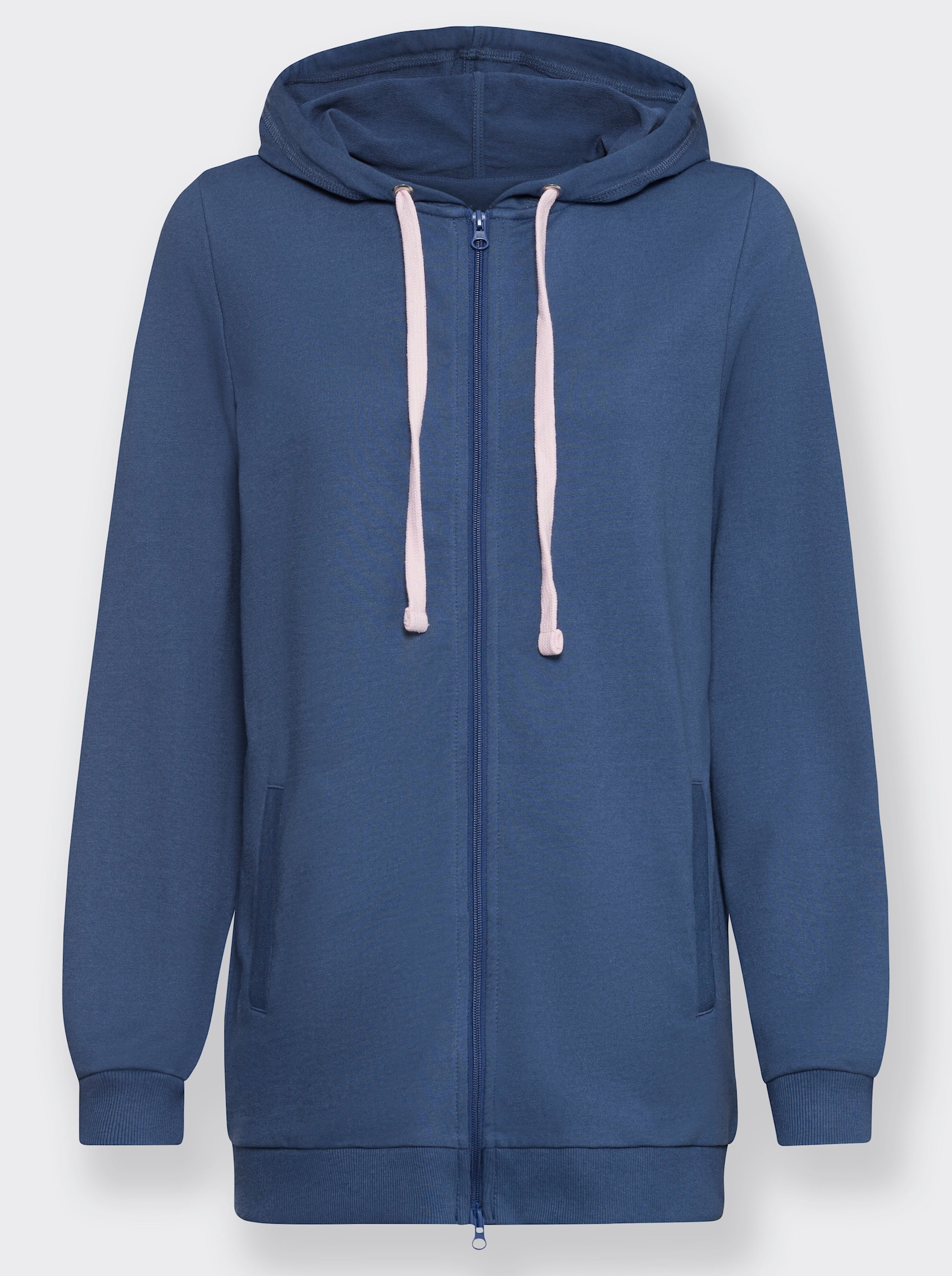 Shirtjacke in langer Form - jeansblau