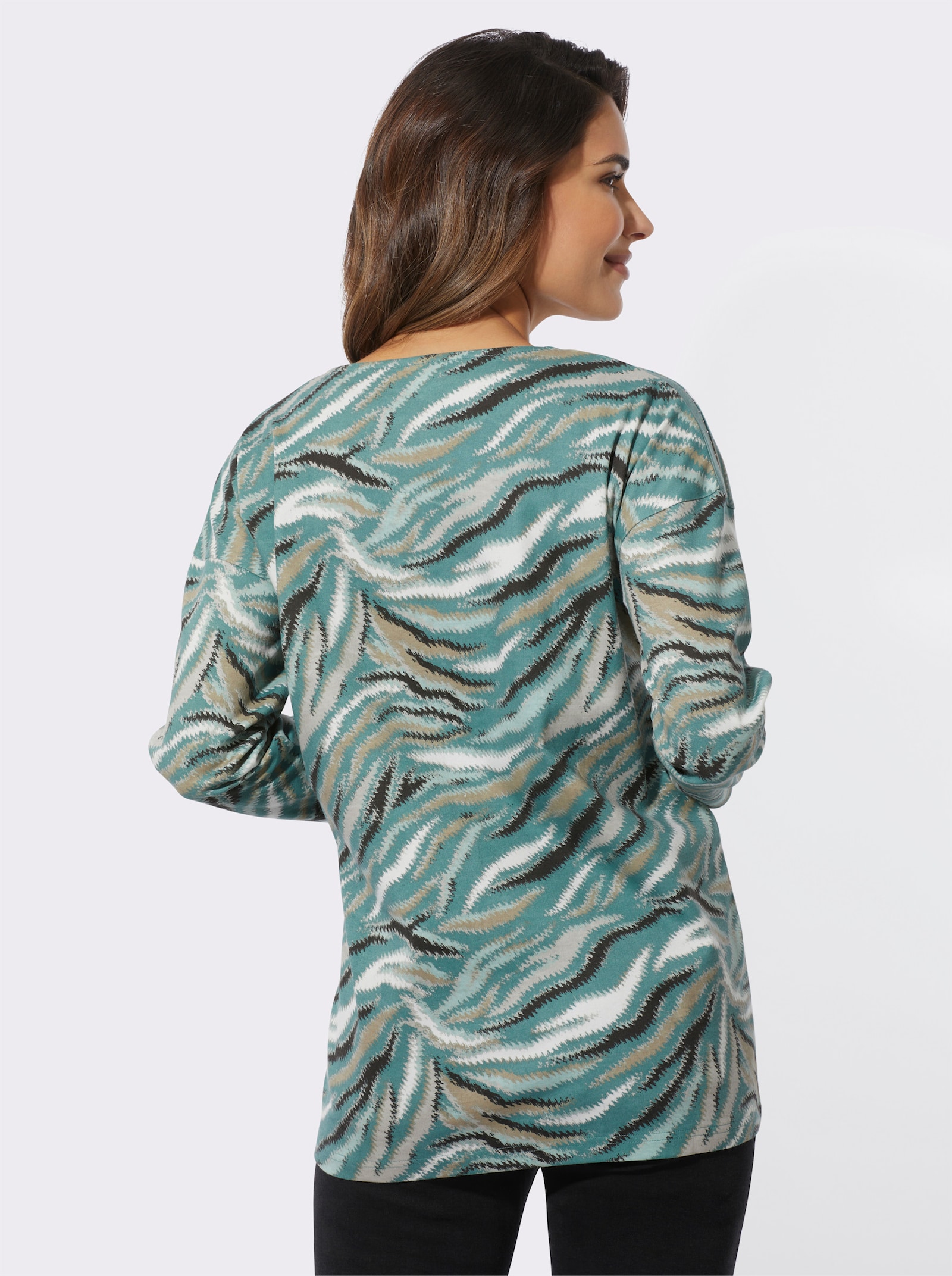 Sweatshirt mit Glitzersteinchen - jade-graphit-bedruckt