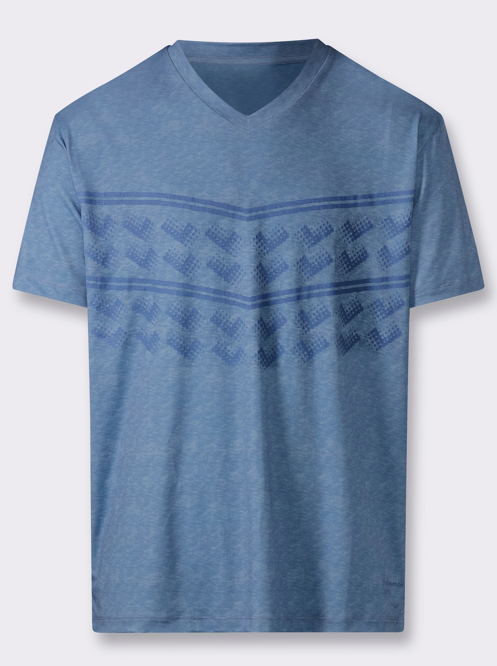 Funktionsshirt mit Seitenschlitzen - mittelblau-meliert