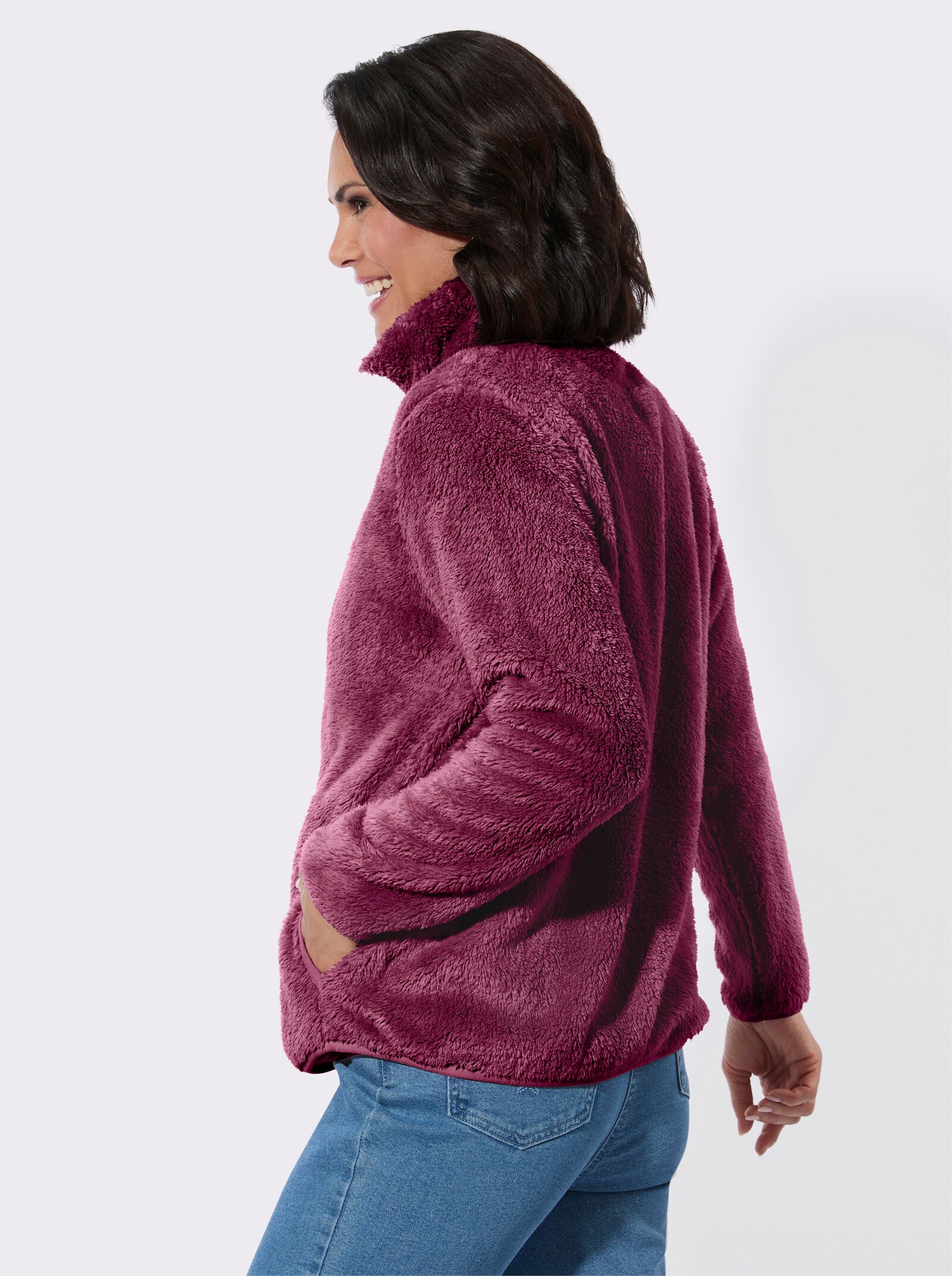 Fleecejacke in Teddy-Optik - malve