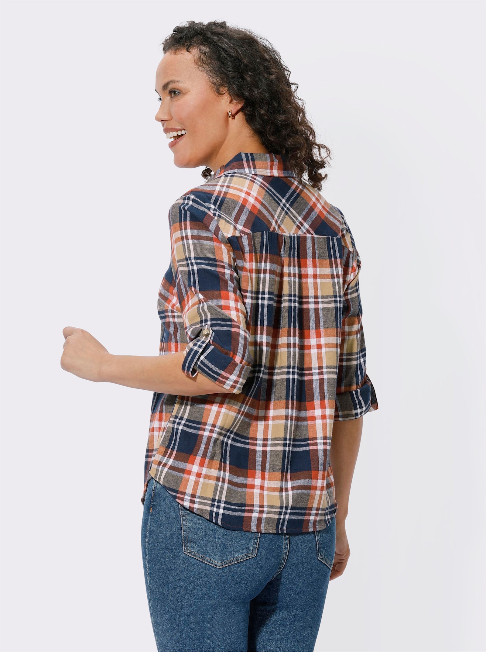 Karobluse in Flanell-Qualität - marine-terra-kariert