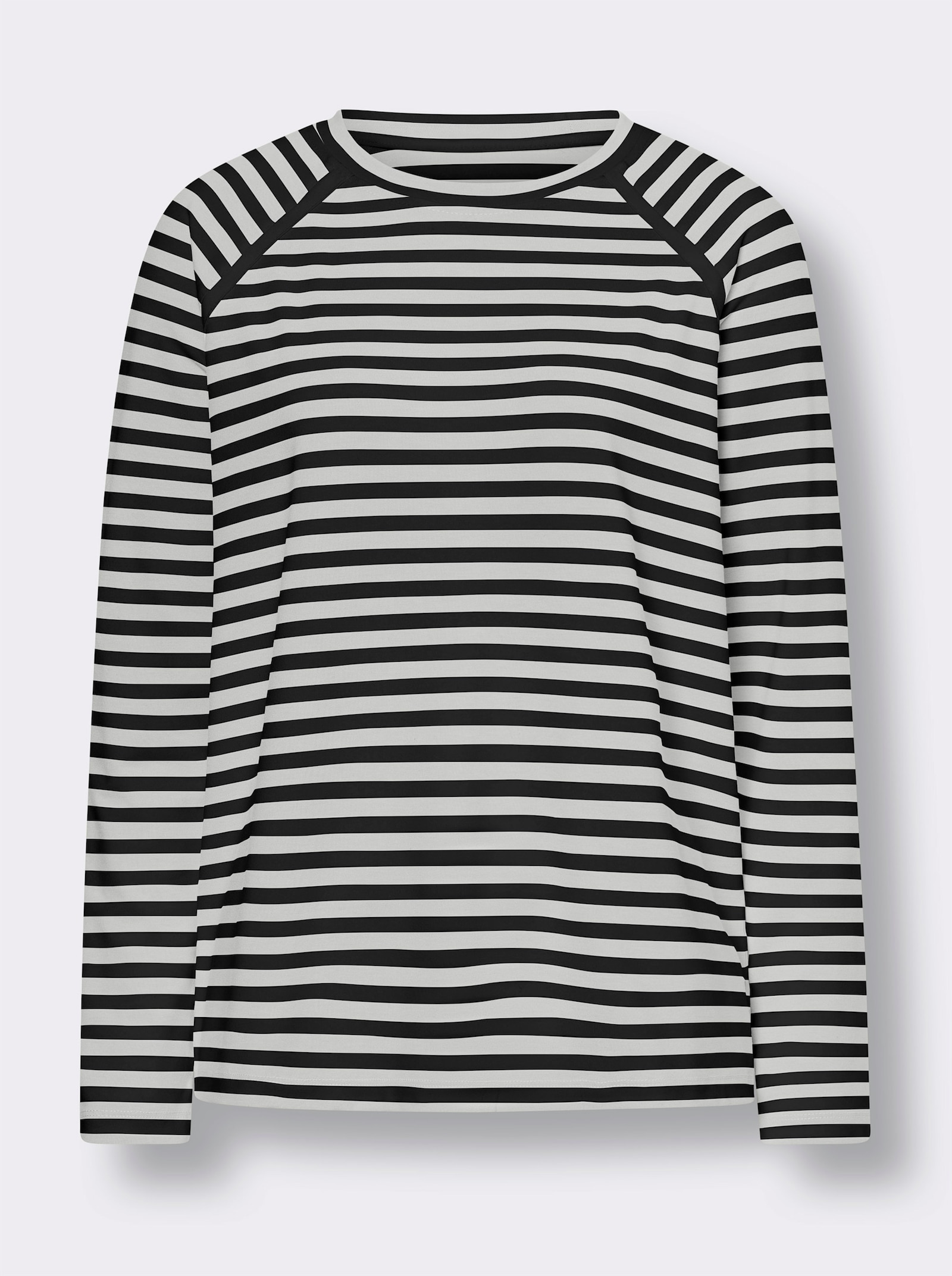 heine Ringelshirt mit Raglan-Ärmeln - schwarz-ecru-gestreift