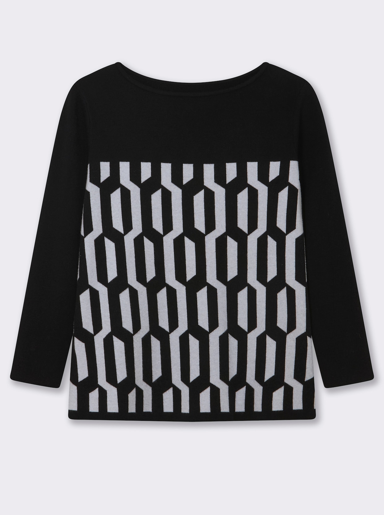 sheego Pullover - schwarz-ecru-gemustert