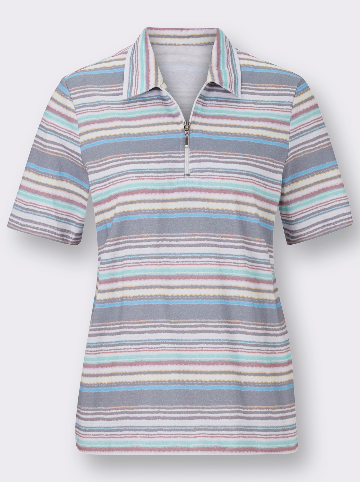 Poloshirt - grau-gestreift