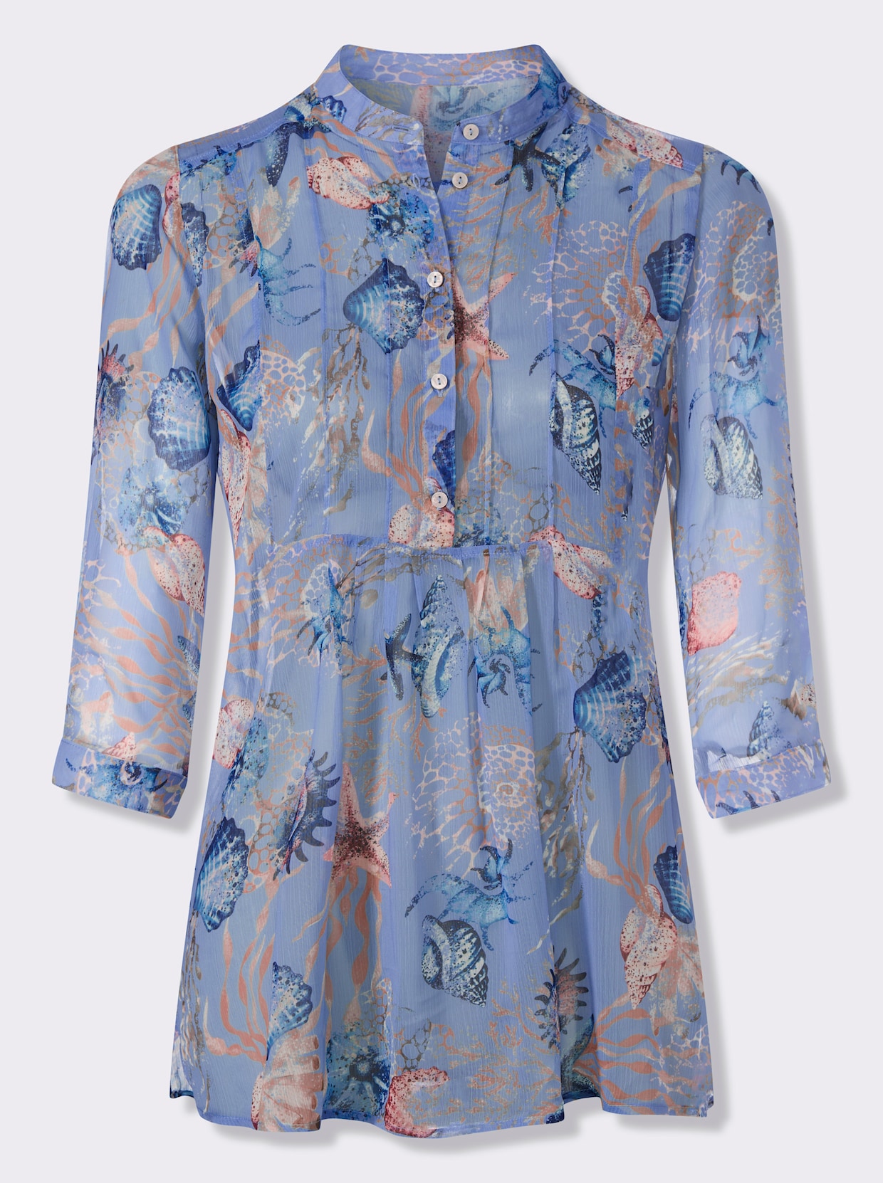 heine Chiffonbluse - eisblau-sand-bedruckt