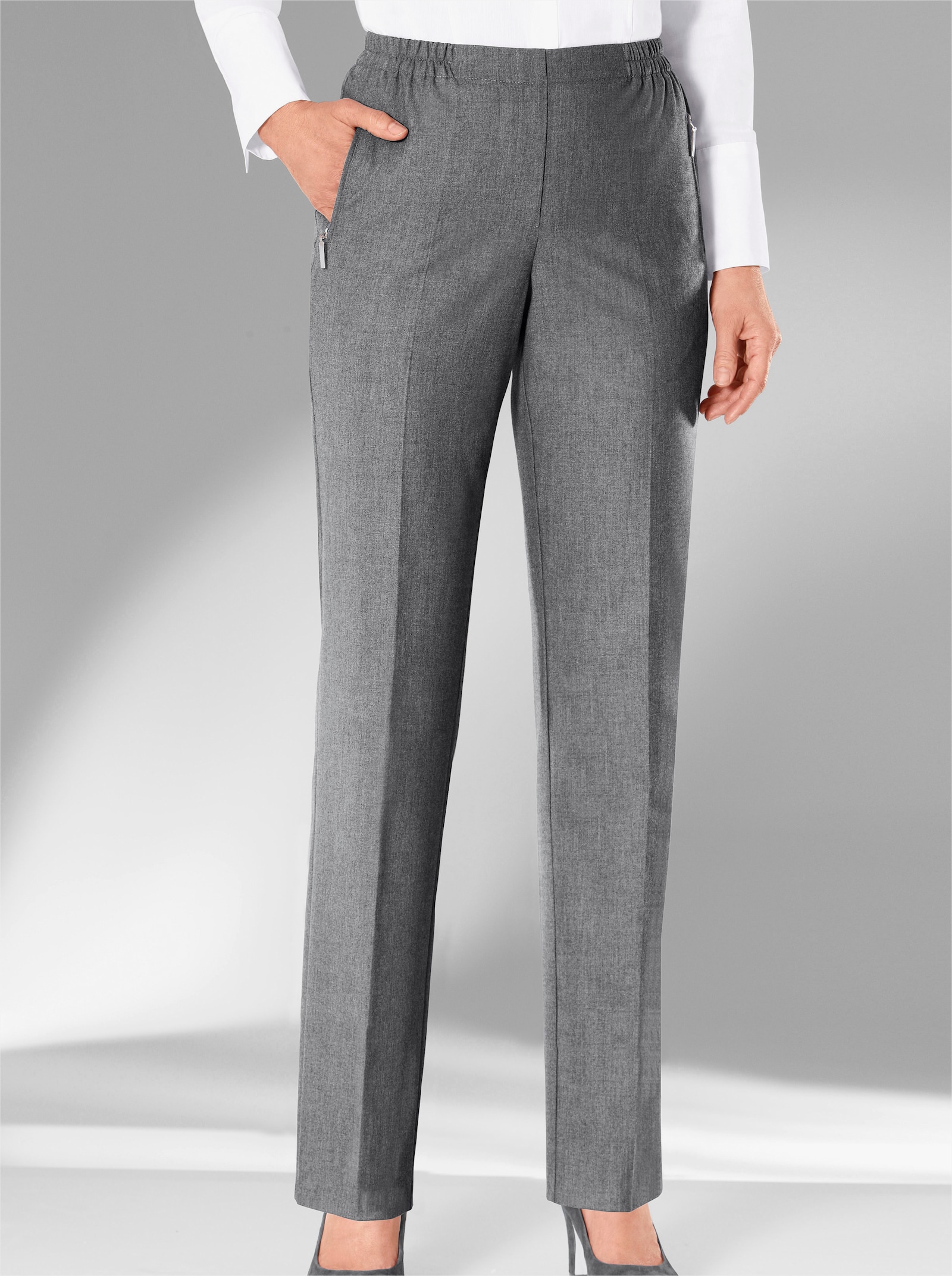Adelina by Scheiter Hose in angerauter Winter-Qualität - grau-meliert