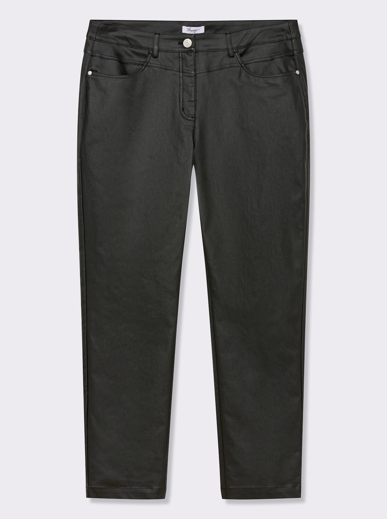 sheego Broek van imitatieleer - zwart