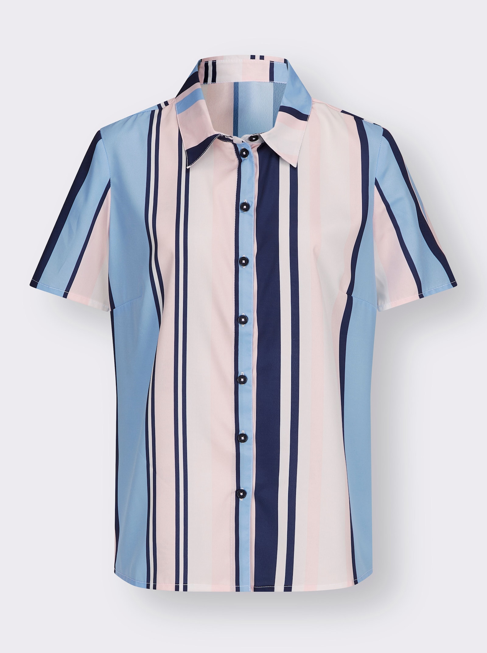 Hemdbluse im Streifenmuster - hellrosé-himmelblau-gestreift