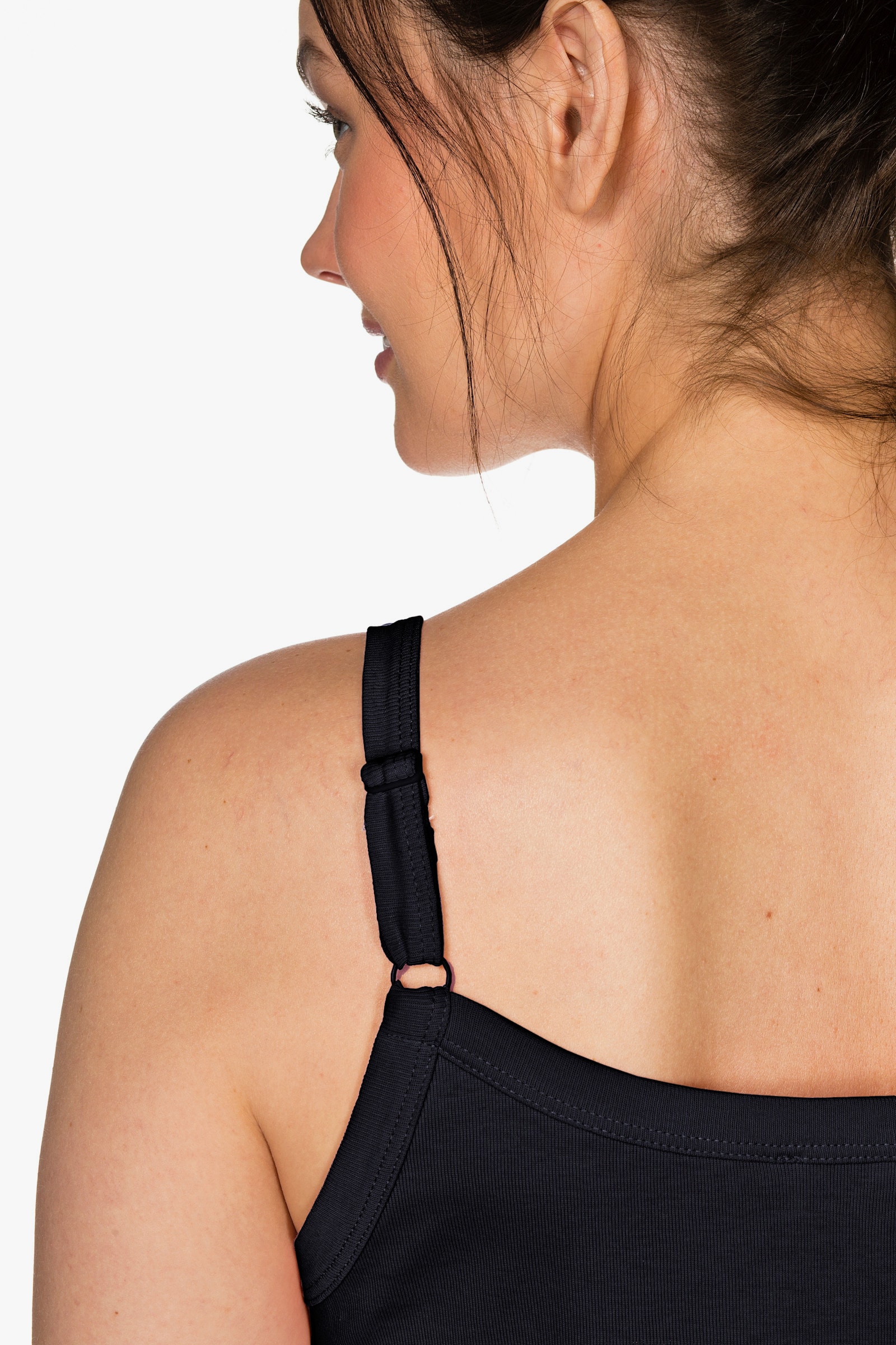 sheego Spaghettitop in Rippqualität - schwarz