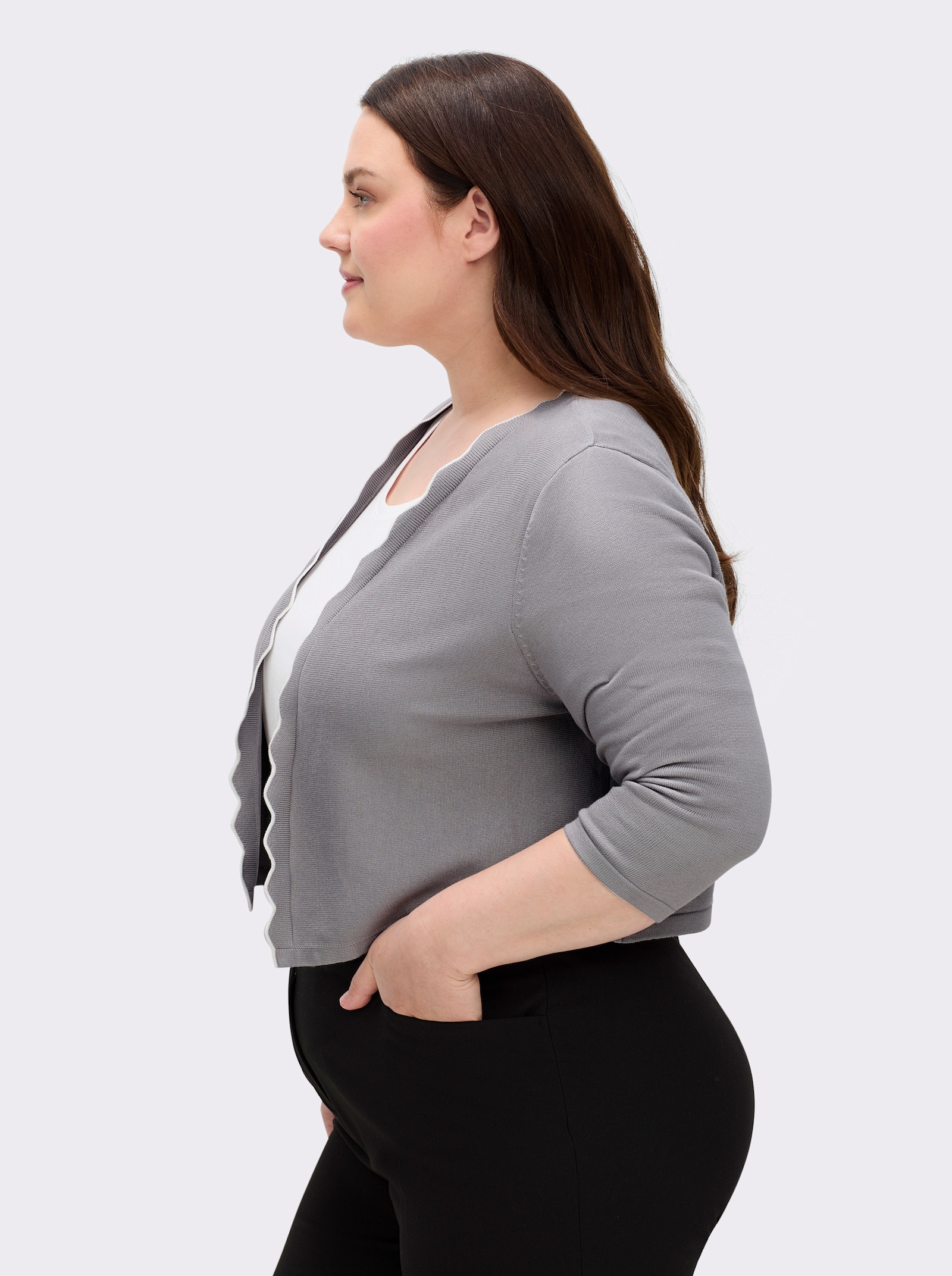 Bolero in Feinstrick-Qualität - steingrau