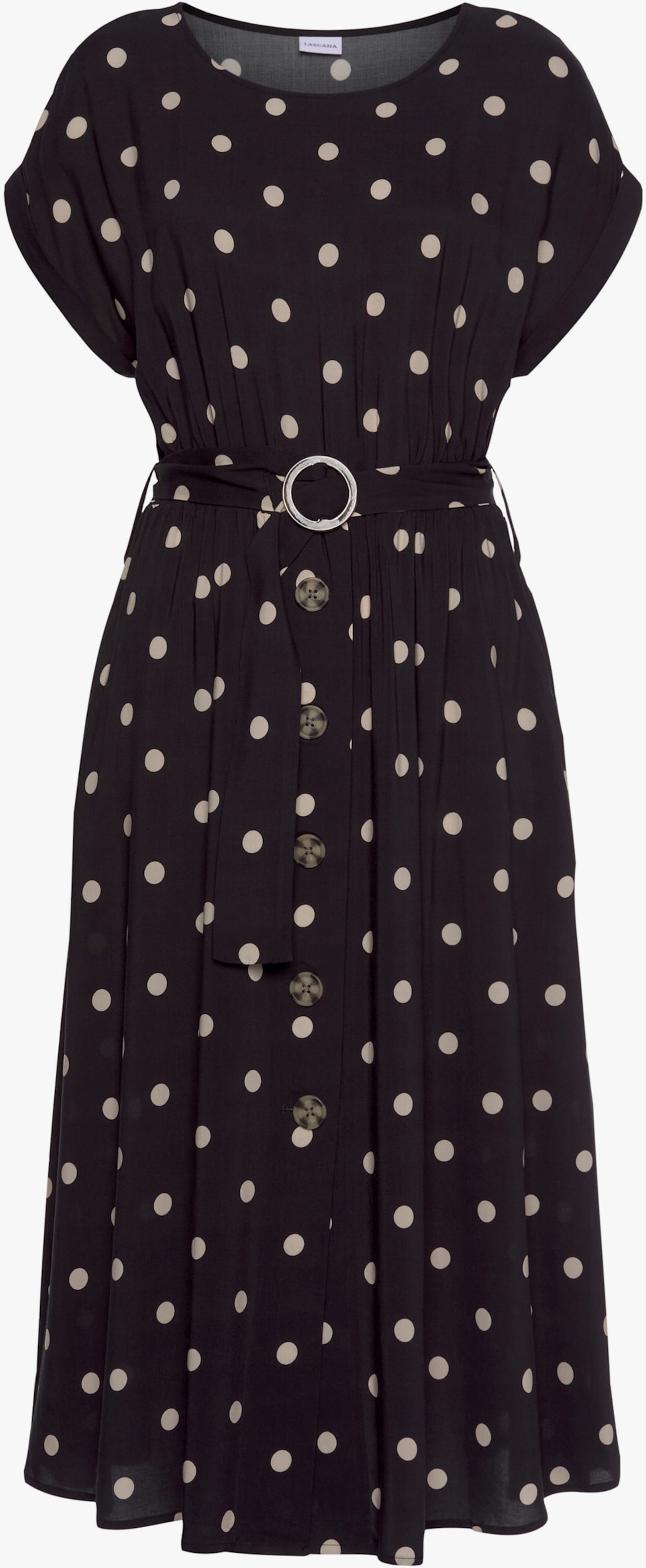 LASCANA Robe mi-longue - noir-sable imprimé