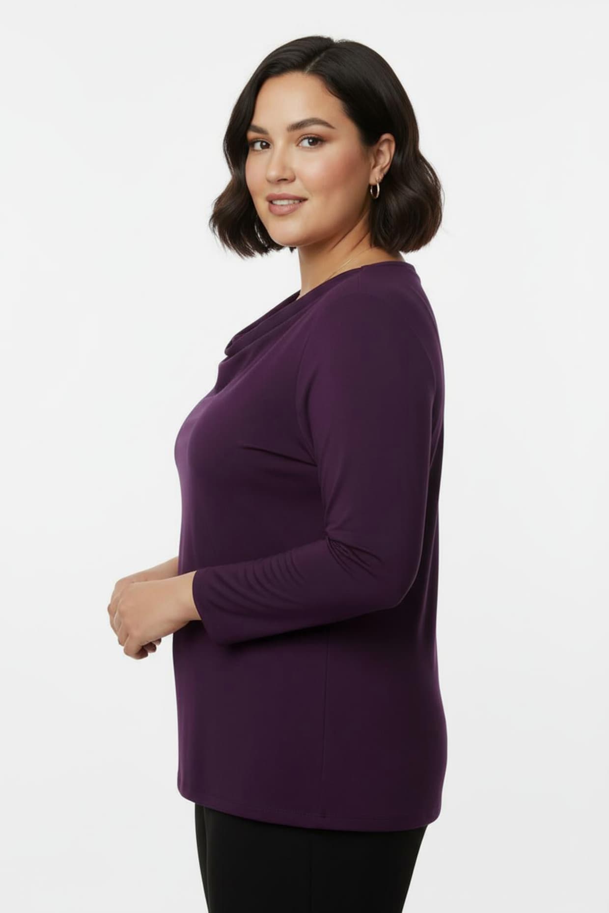 Wasserfallshirt mit 3/4-langen Ärmeln - traube