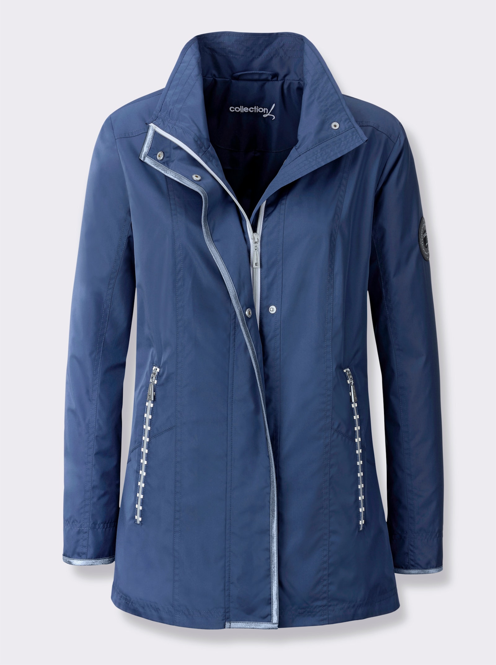Jacke - jeansblau-weiss