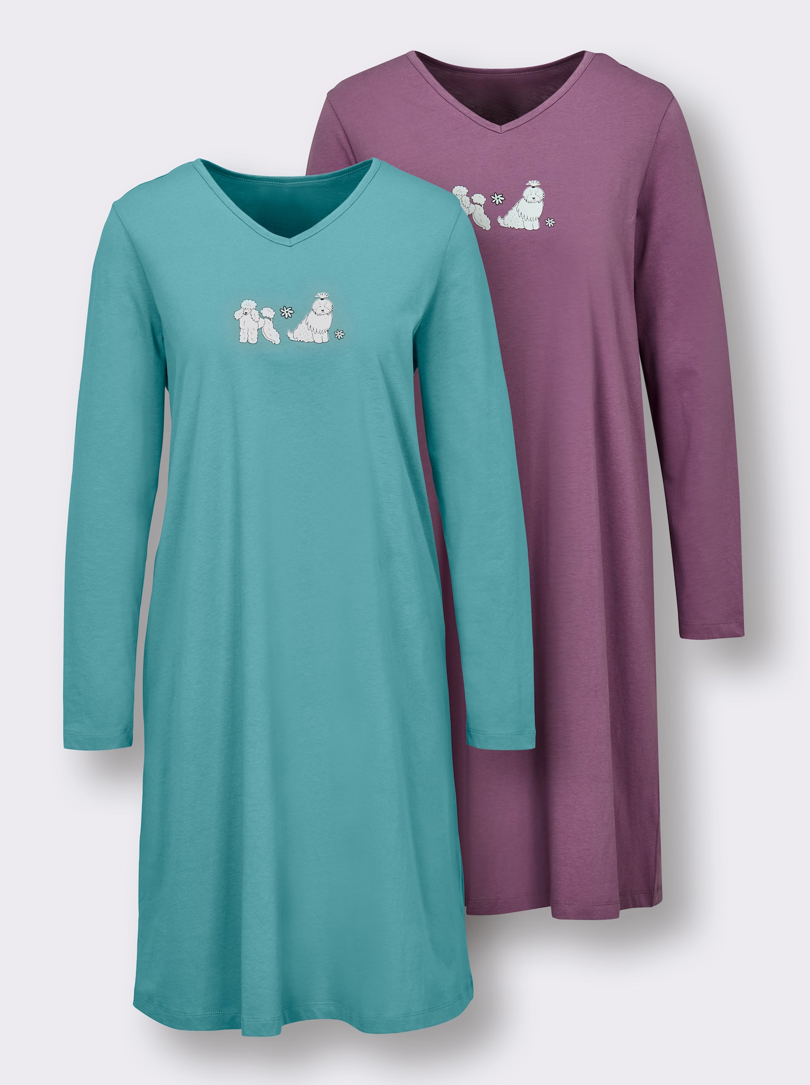 wäschepur Sleepshirts mit Hunde-Motiv - ozean + violett