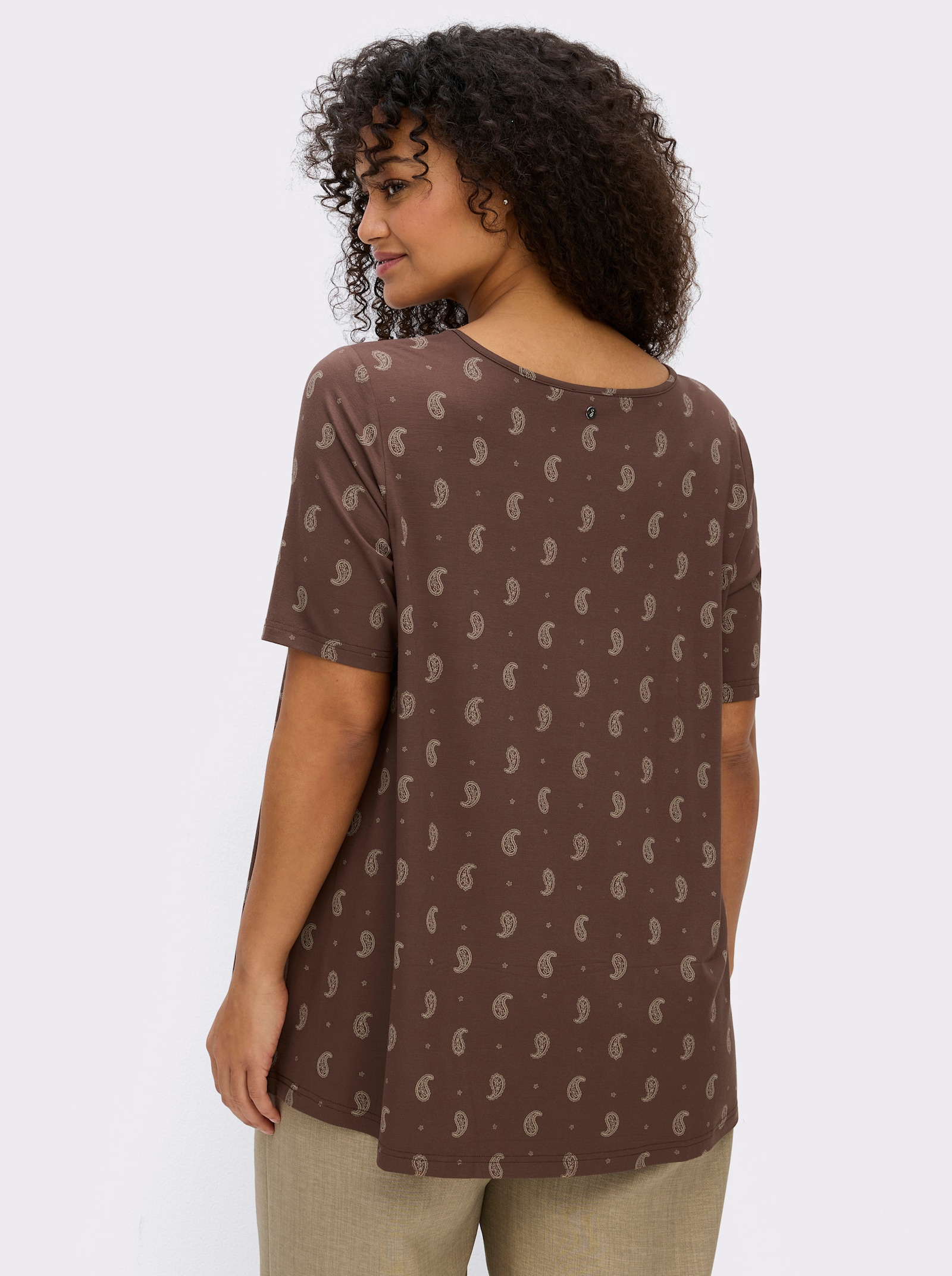 sheego Rundhalsshirt mit Paisleyprint - schoko-sesam-bedruckt