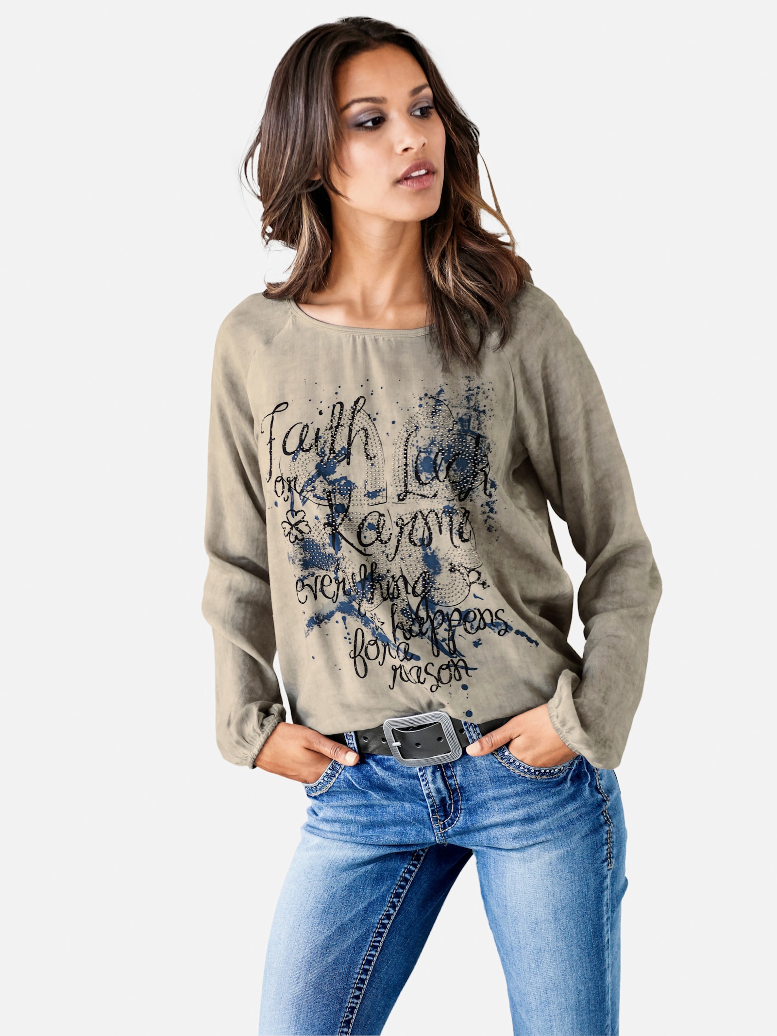 heine Shirtbluse in Oil-dyed-Waschung - sand