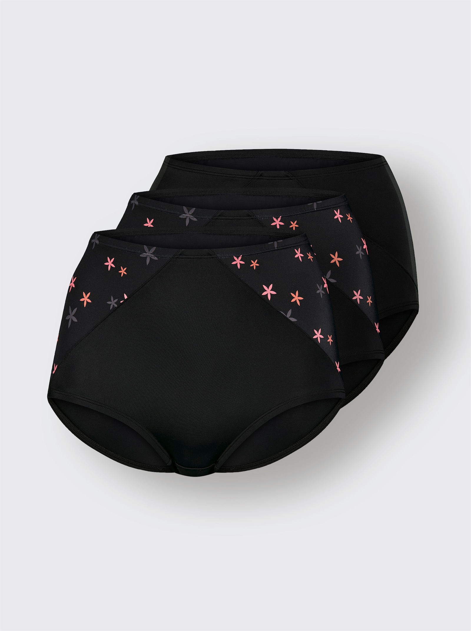 Taillenslip - 2x schwarz-bedruckt + 1x schwarz