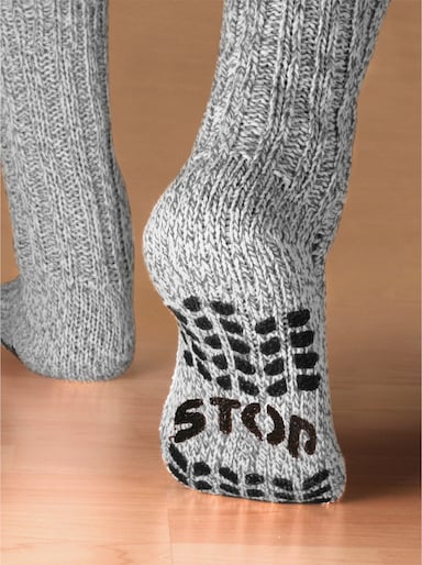 Socken mit Stopper - hellgrau