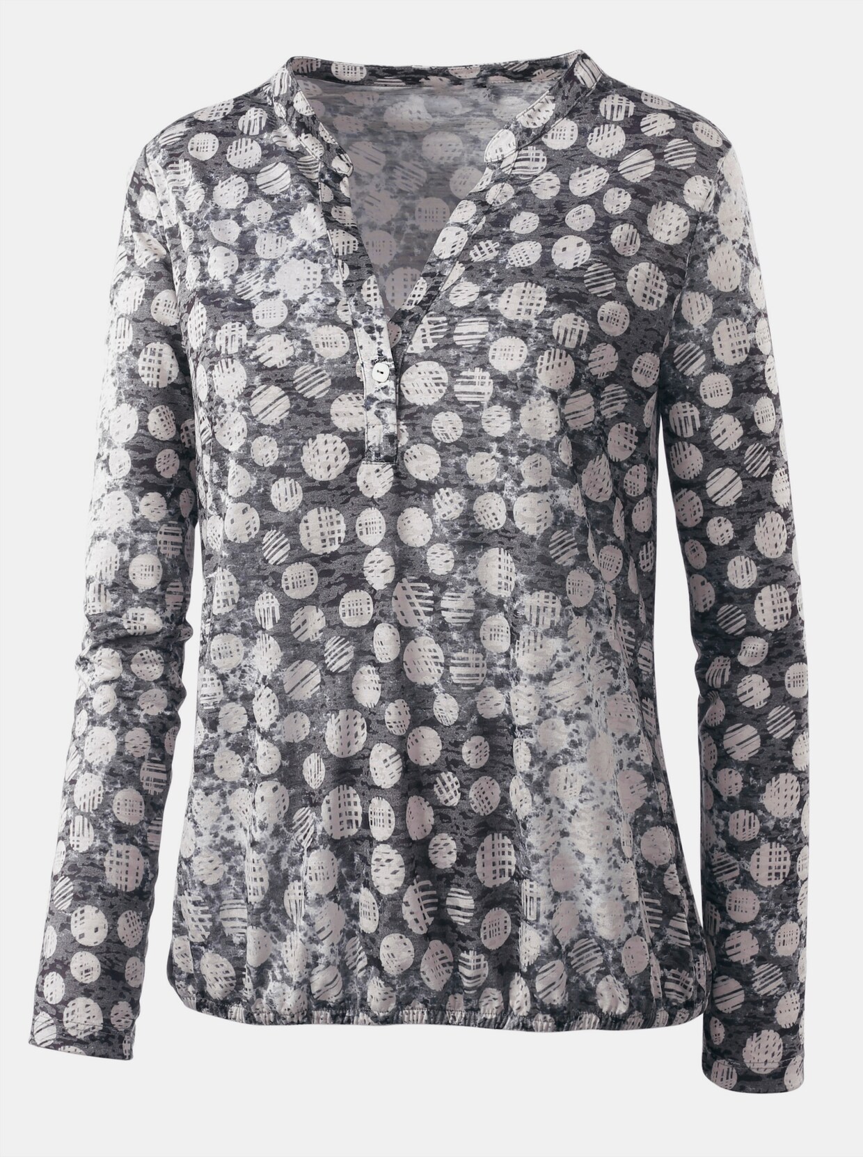 Shirt met lange mouwen - grijs/ecru geprint