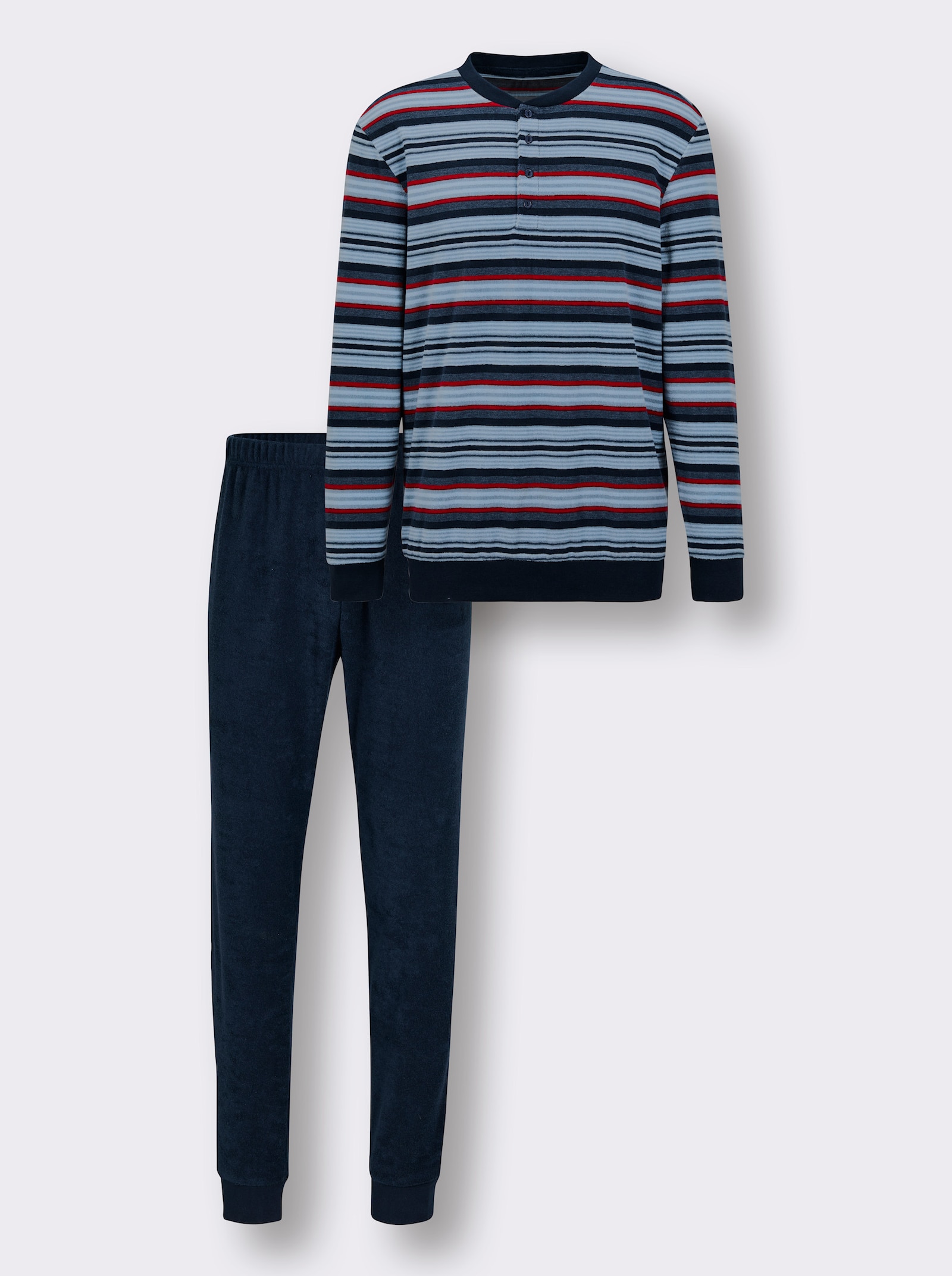 wäschepur men Schlafanzug - dunkelblau-rot-gestreift