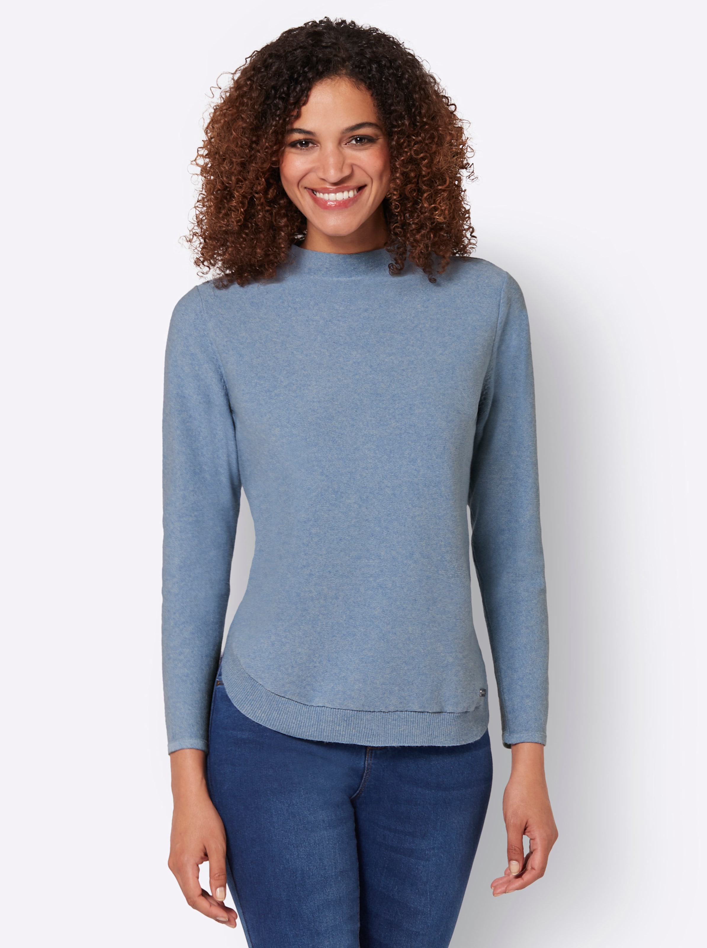 Witt Damen Langarm-Pullover, bleu-meliert