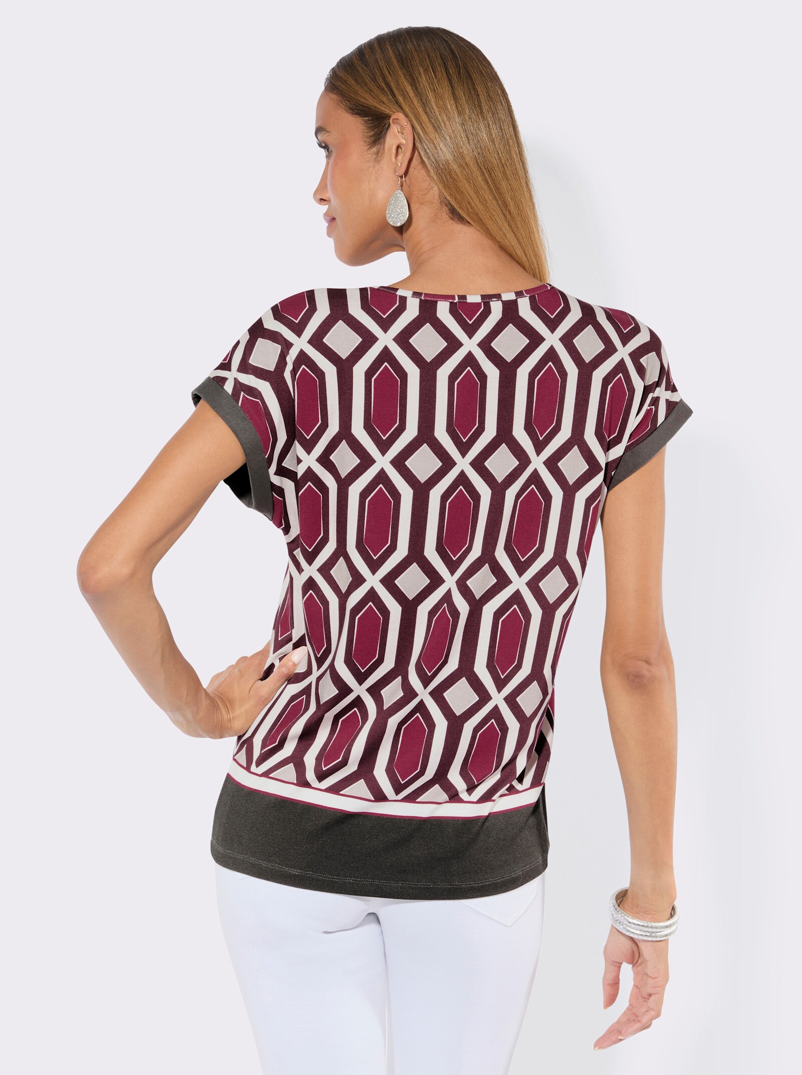 Kurzarmshirt mit Grafik-Dessin - malve-graphit-bedruckt