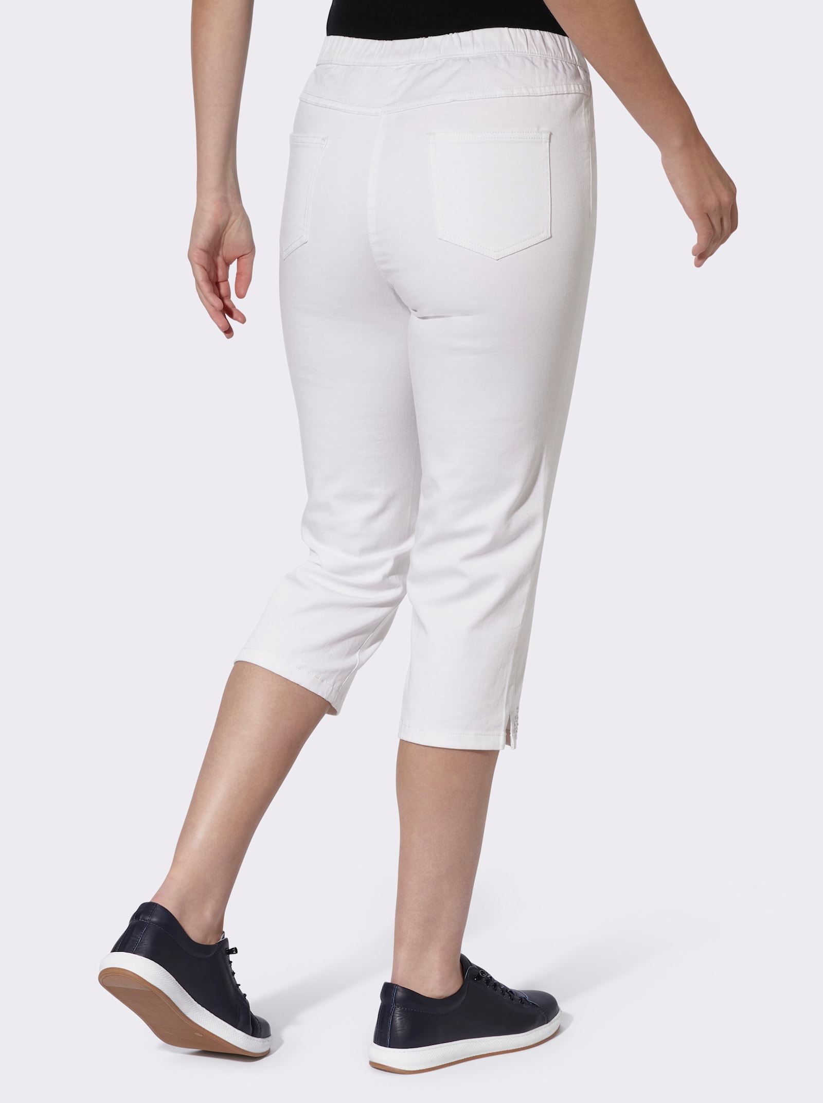 Capri-jeans met glittersteentjes - wit