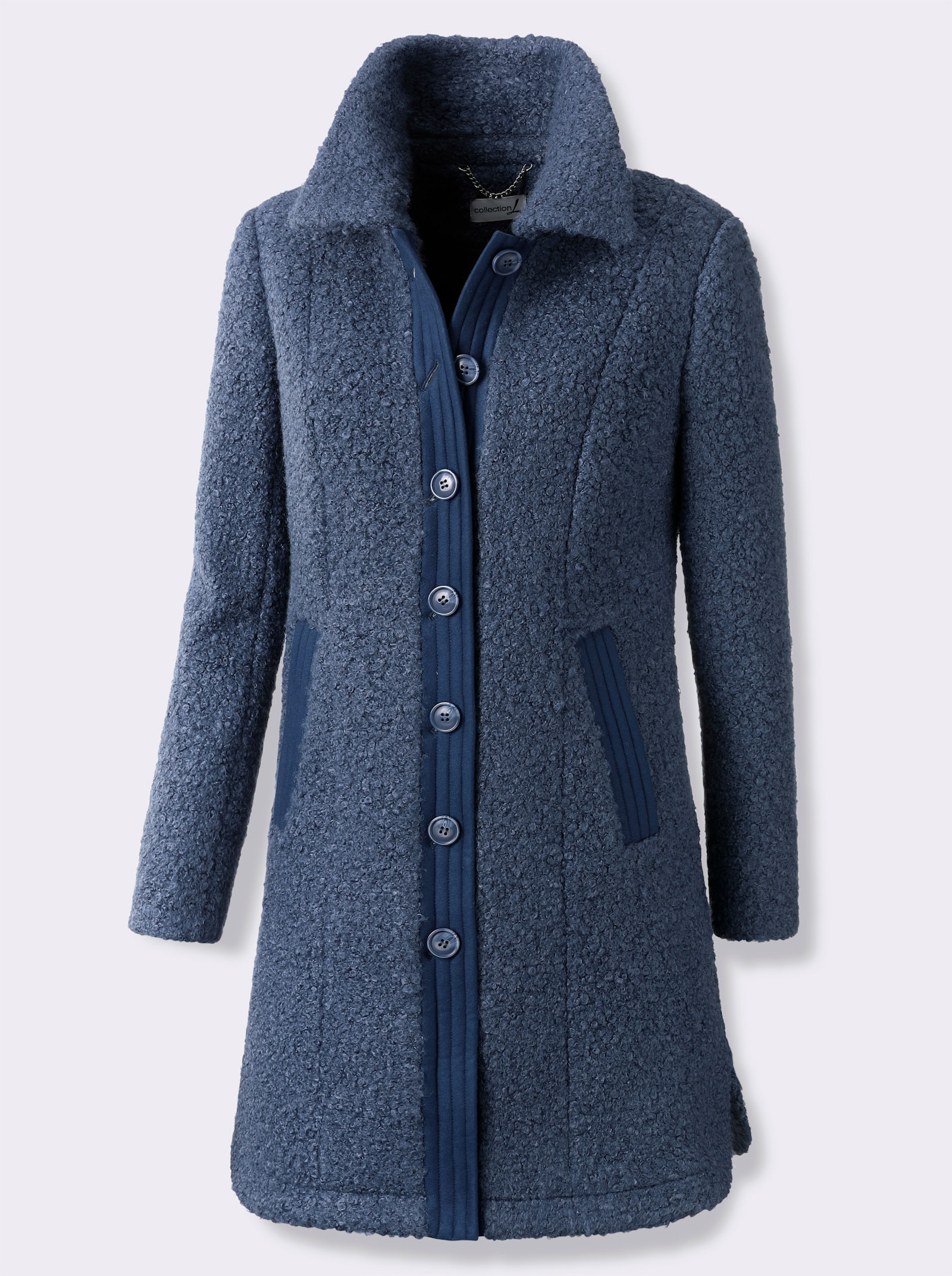 Manteau d'hiver en bouclé - bleu fumée