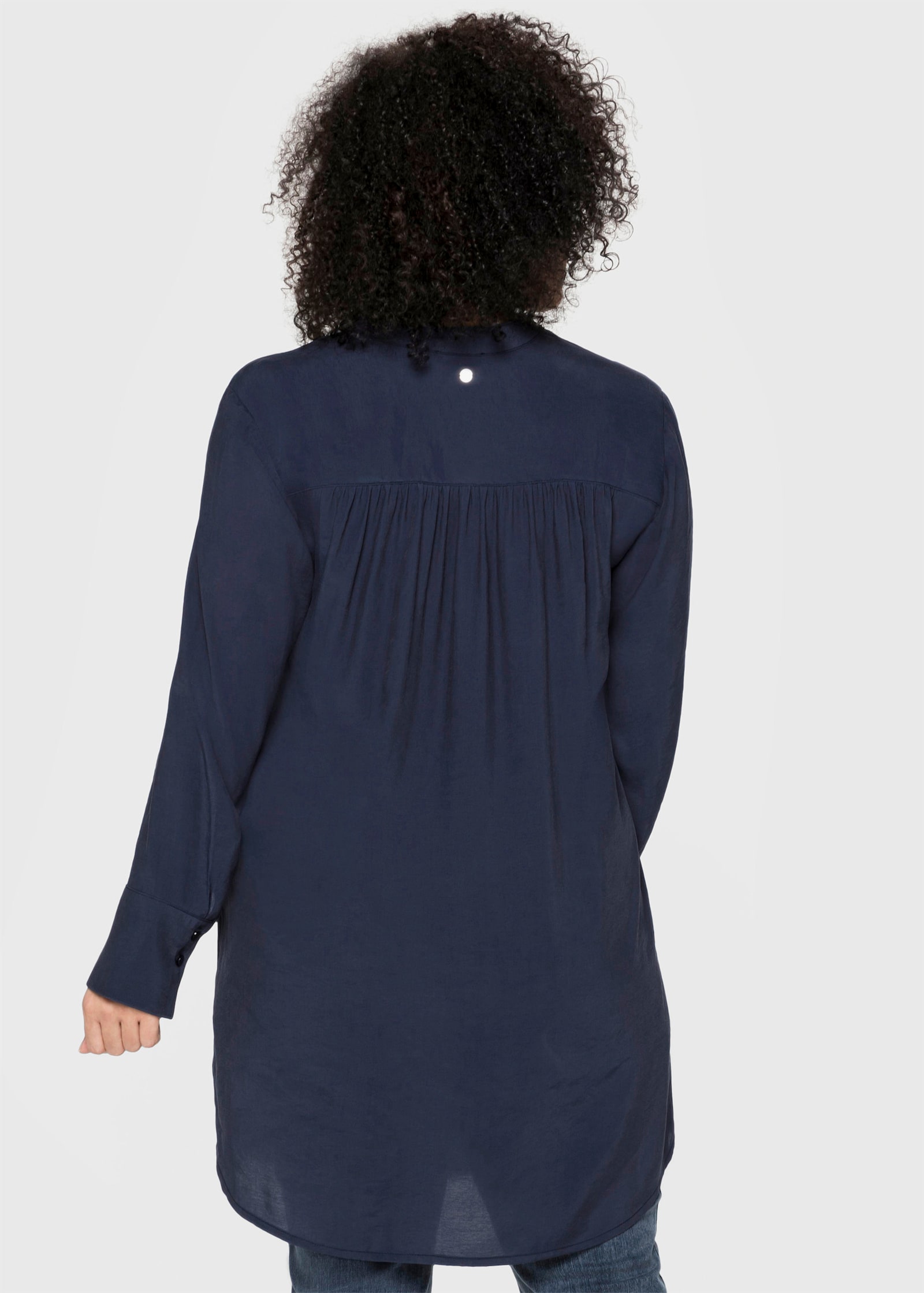 sheego Longbluse mit Raffungen - marine