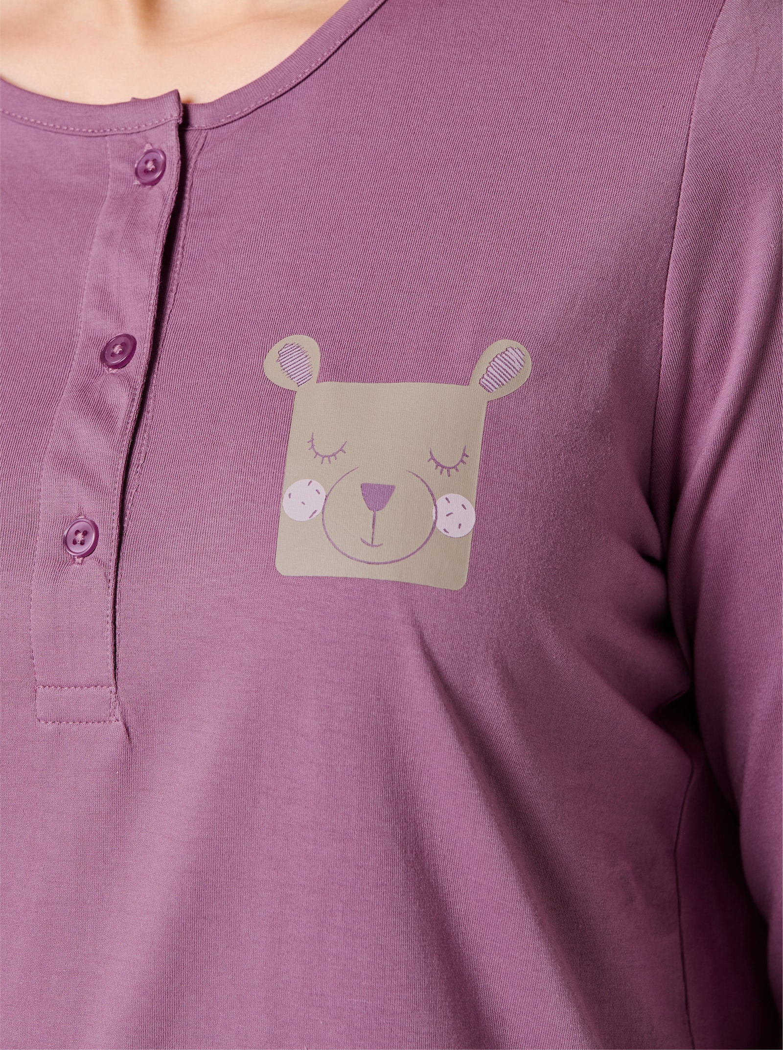 wäschepur Schlafanzug aus Feinfrottee - ecru-violett