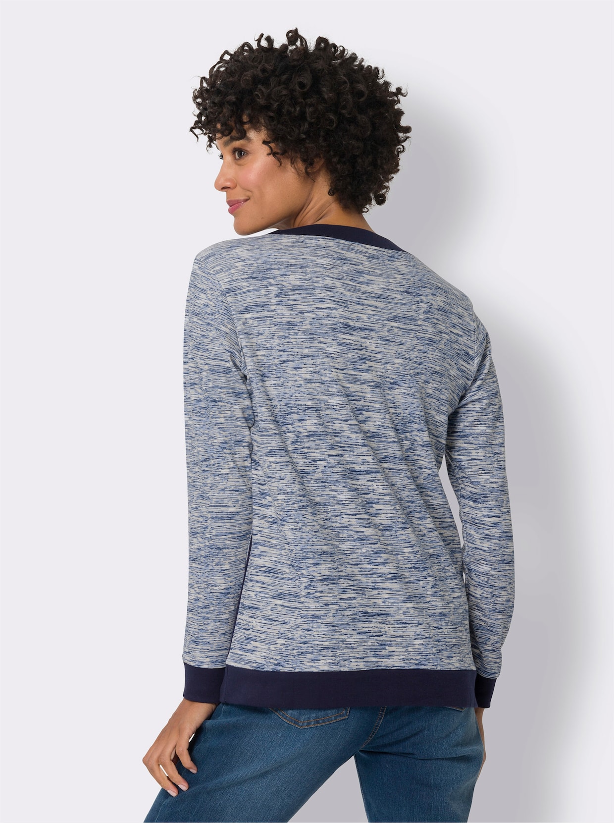 Sweatshirt - marine/wit geprint