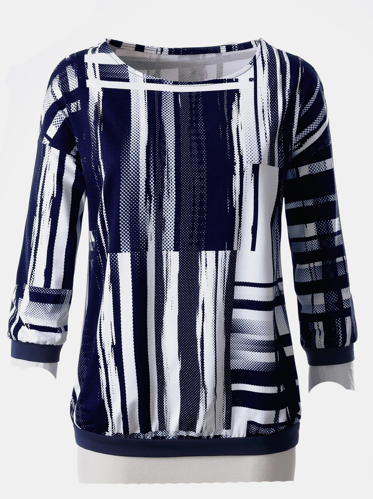 3/4-Arm-Shirt - marine-ecru-bedruckt