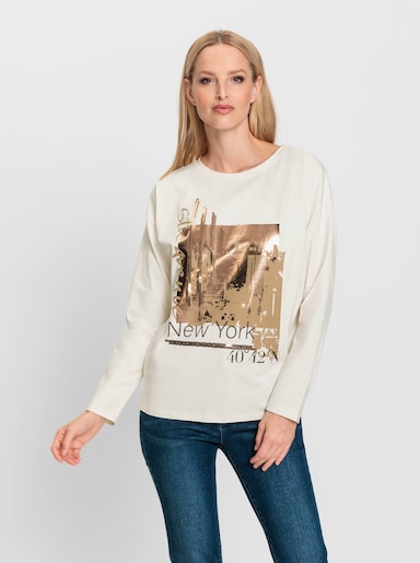 heine Rundhalsshirt mit Foliendruck vorne - champagner