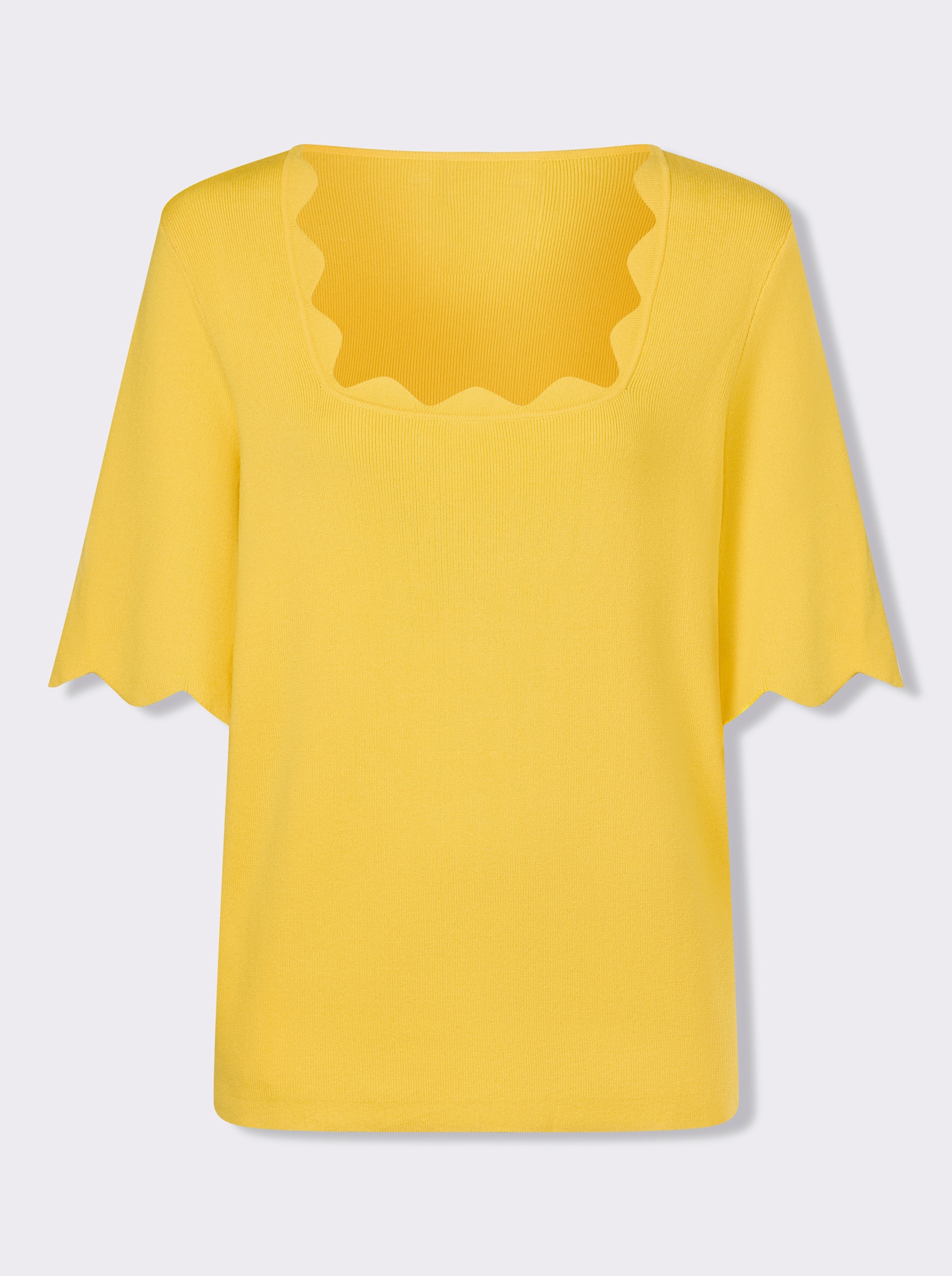 heine Feinstrickpullover mit Carré-Ausschnitt - sonnengelb