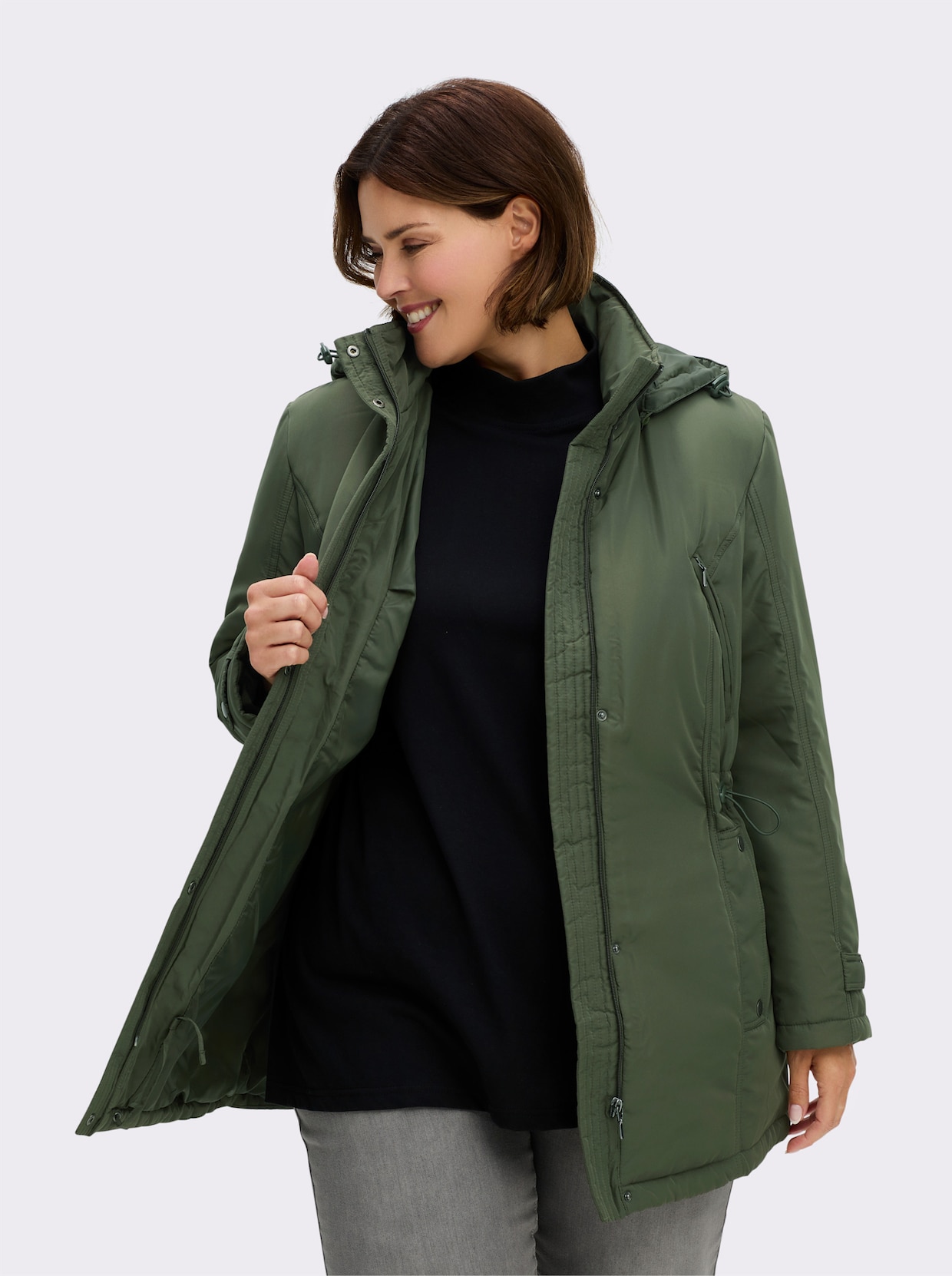 Steppjacke mit Weitenregulierung - khaki