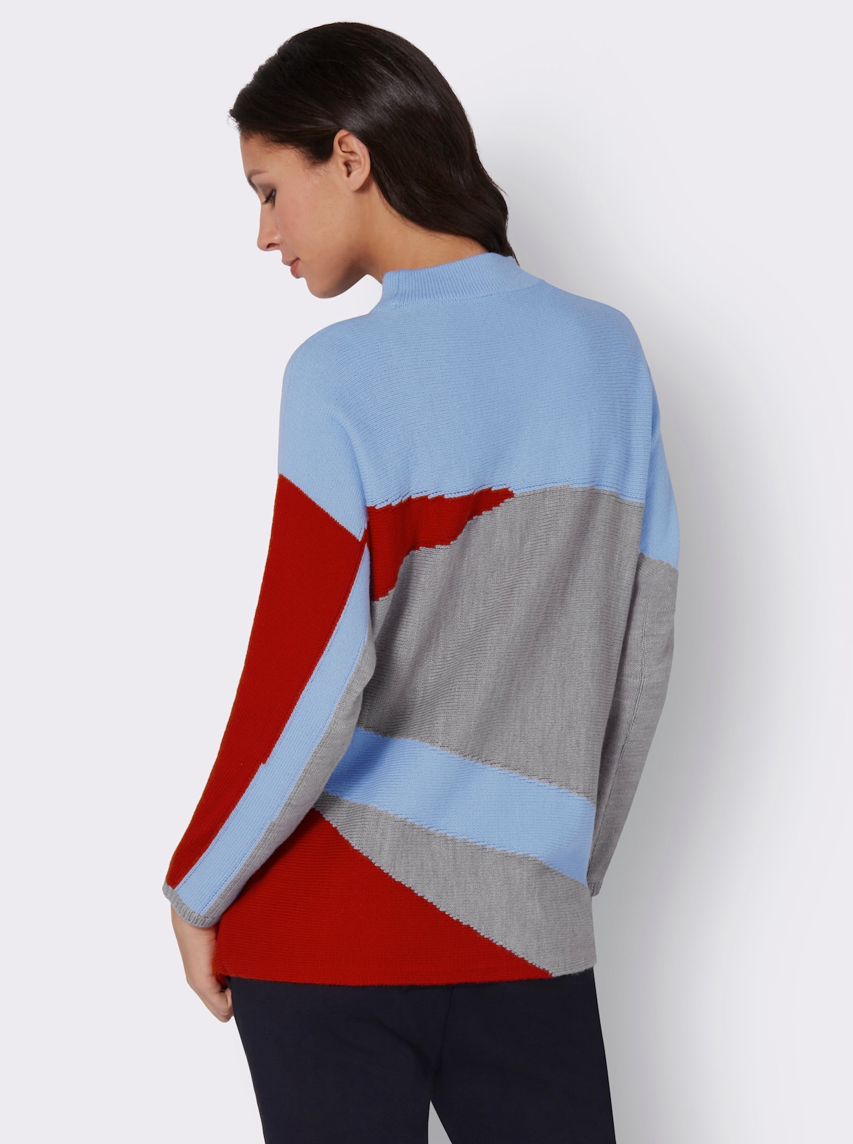 Pullover met lange mouwen - steengrijs/ijsblauw gedessineerd