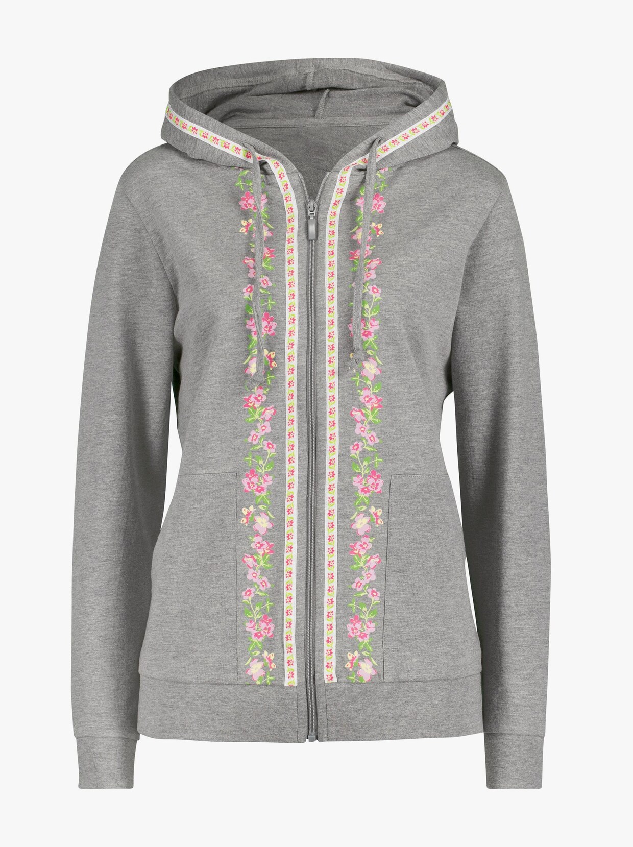 Sweatjacke - steingrau-meliert