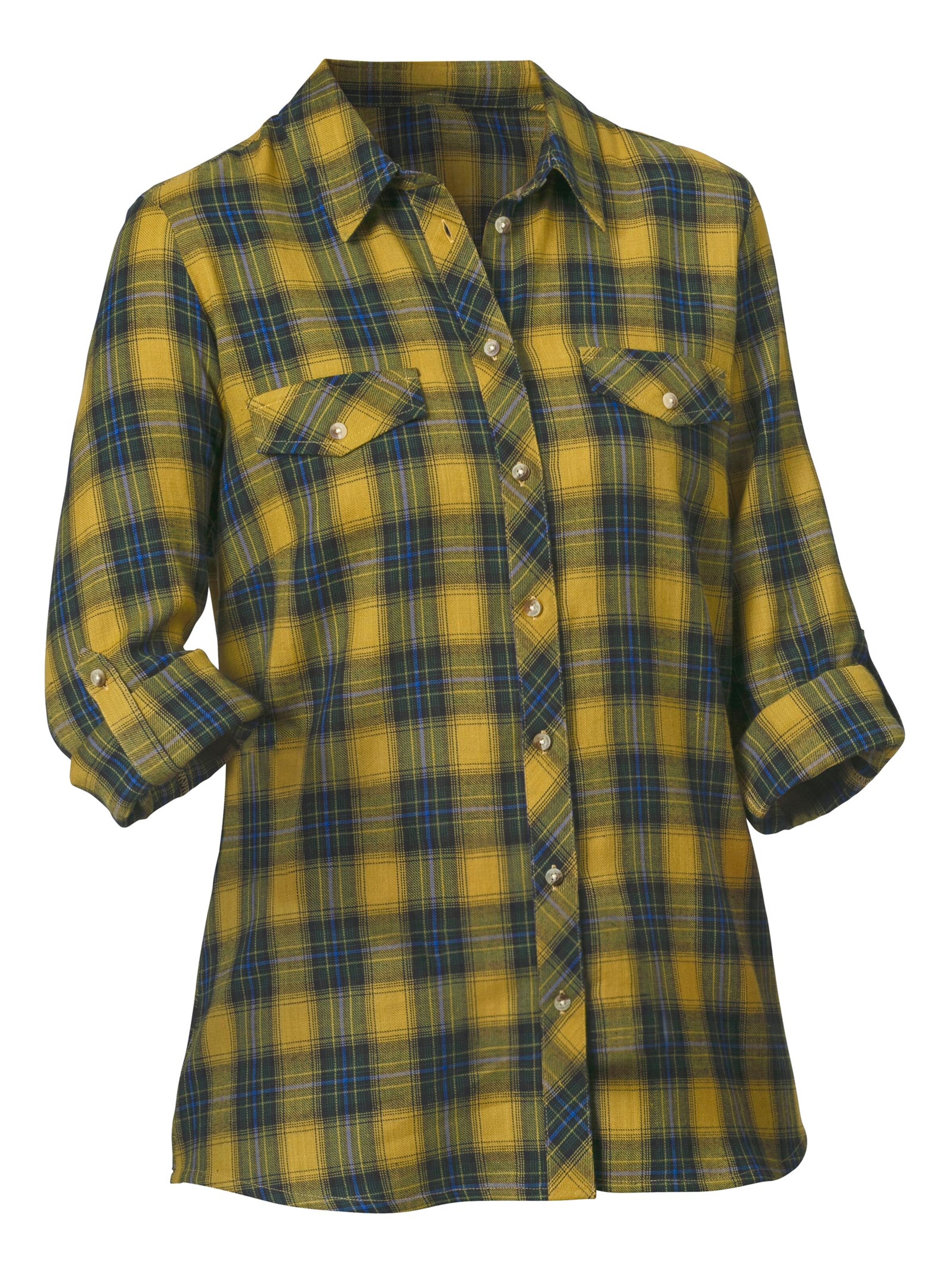 Bluse - gelb-blau-kariert