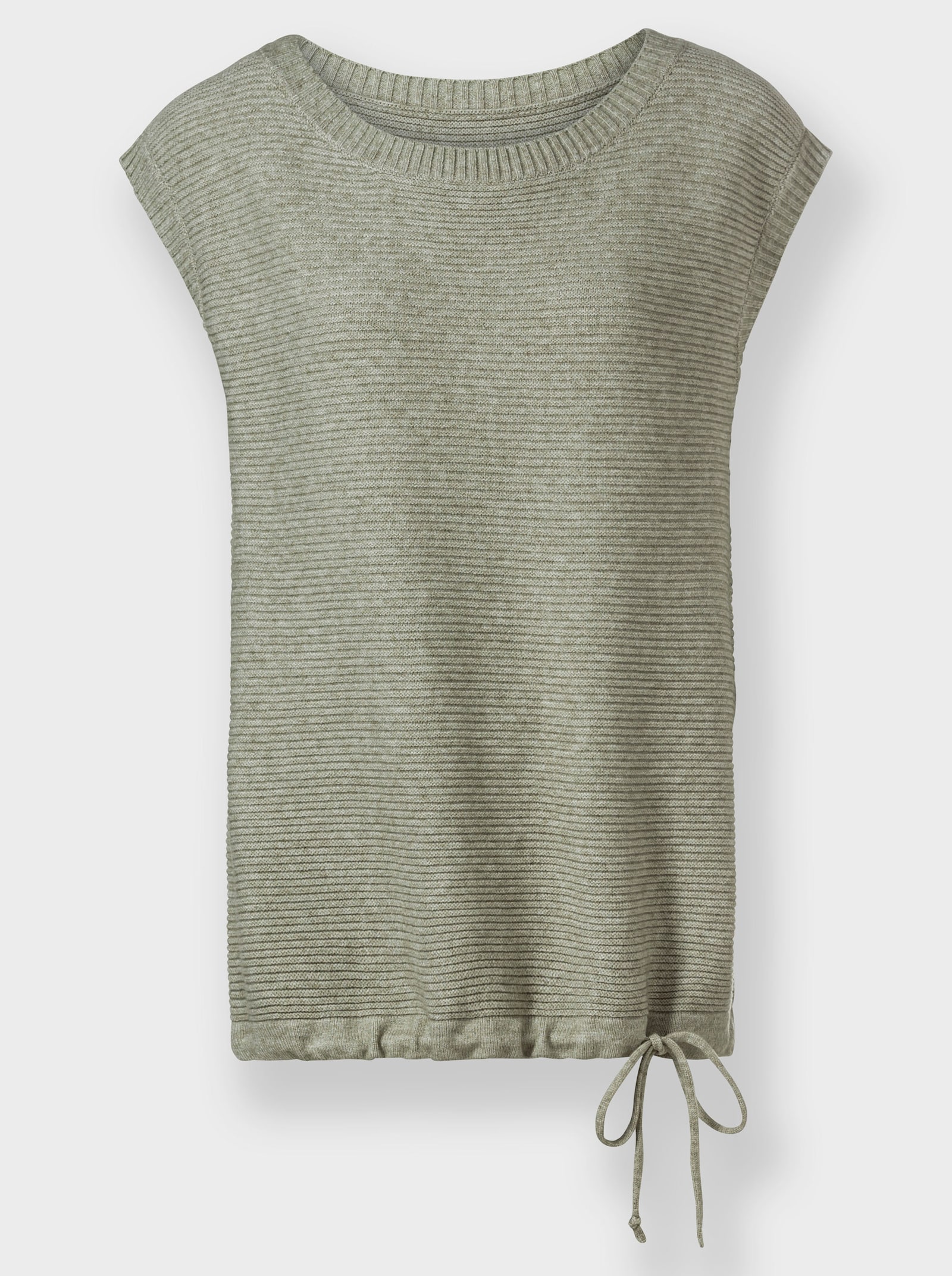 Svetr bez rukávů s nastavitelnou šířkou dolního lemu - khaki-melír