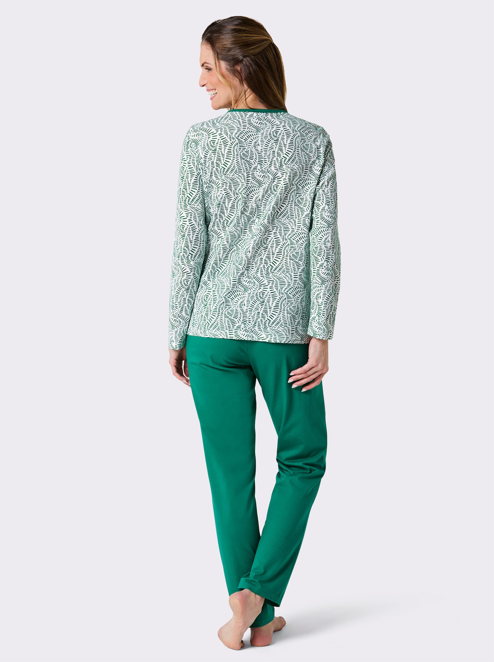 wäschepur Schlafanzüge - grün-weiss-bedruckt + weiss-grün-bedruckt