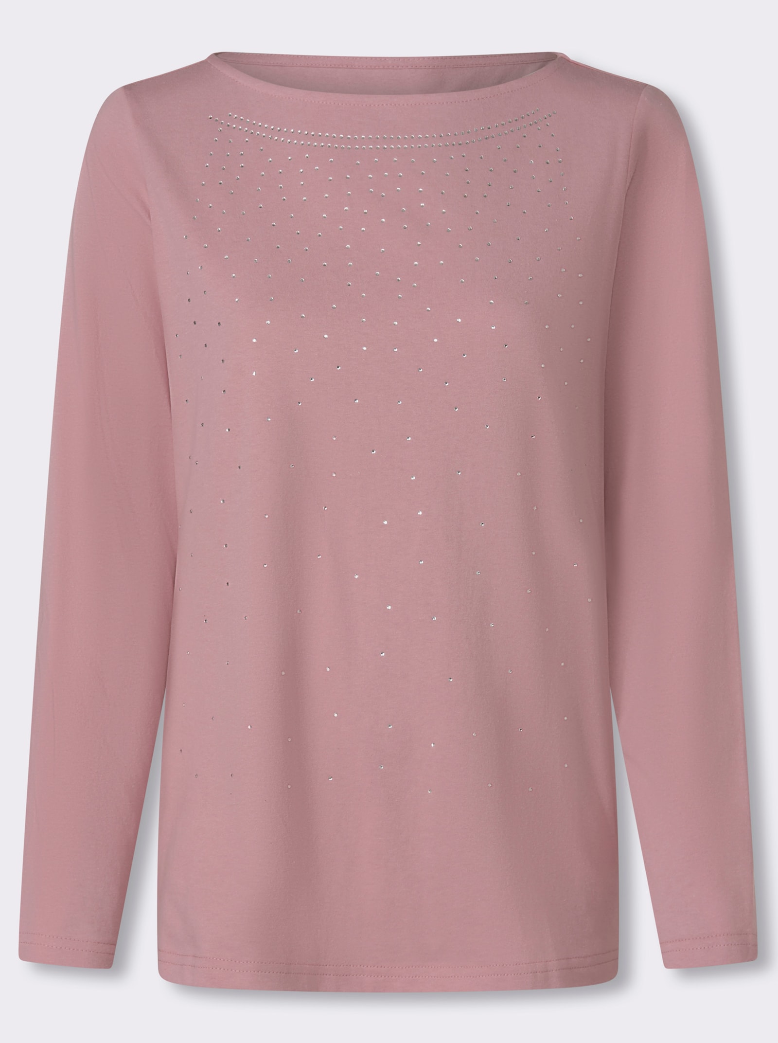 Langarmshirt mit Glitzersteinchen - hortensie