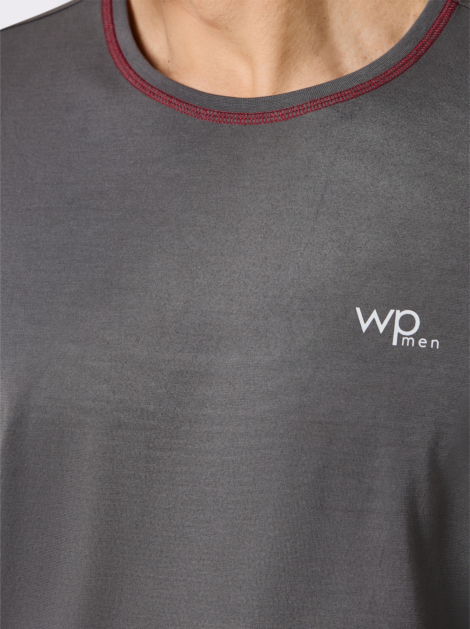 wäschepur men Schlafanzug - anthrazit-dunkelrot-bedruckt