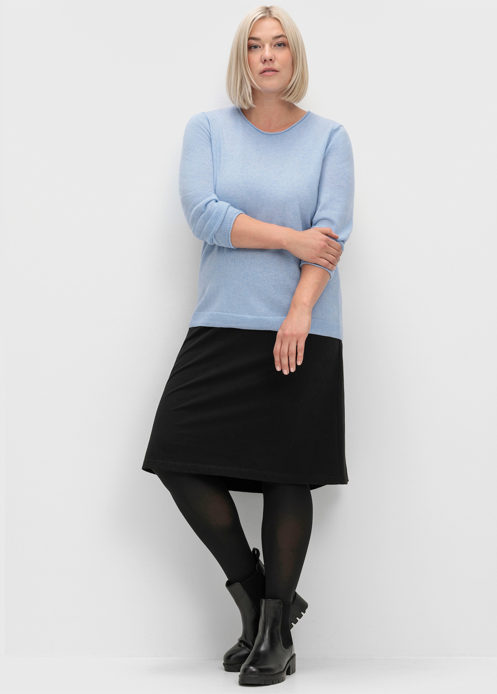 sheego Chelseaboots aus Leder - schwarz