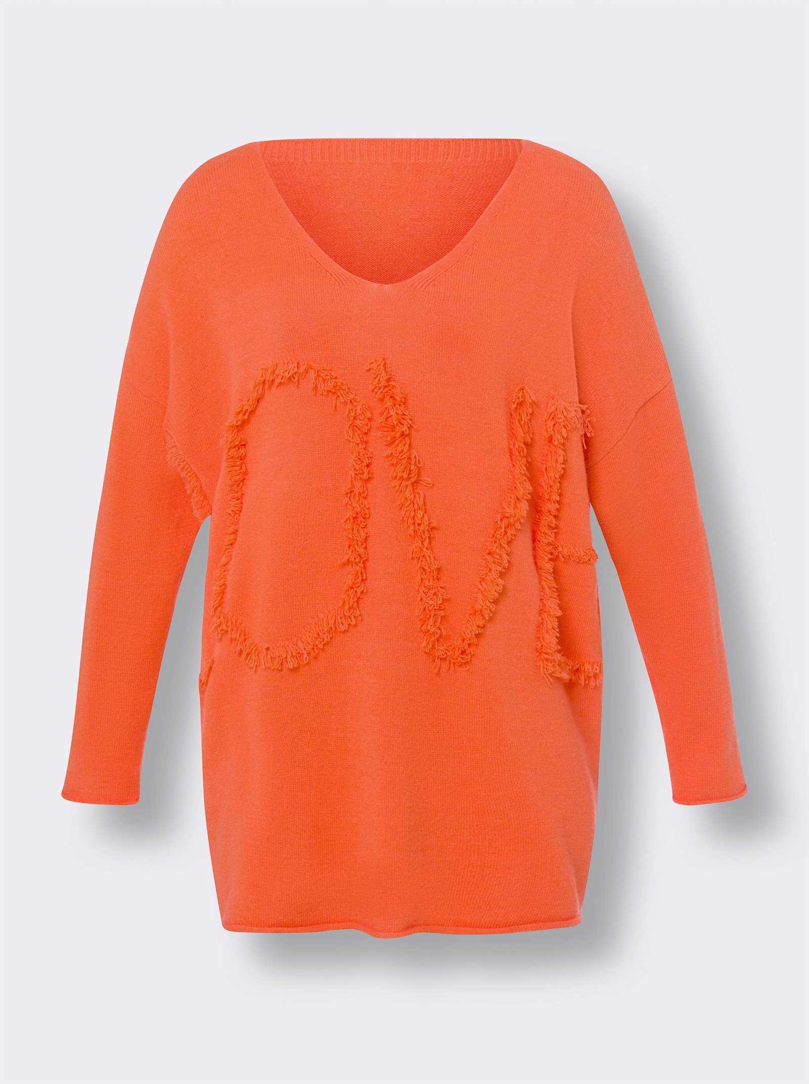 heine Oversize-Pullover mit Fransen - orange