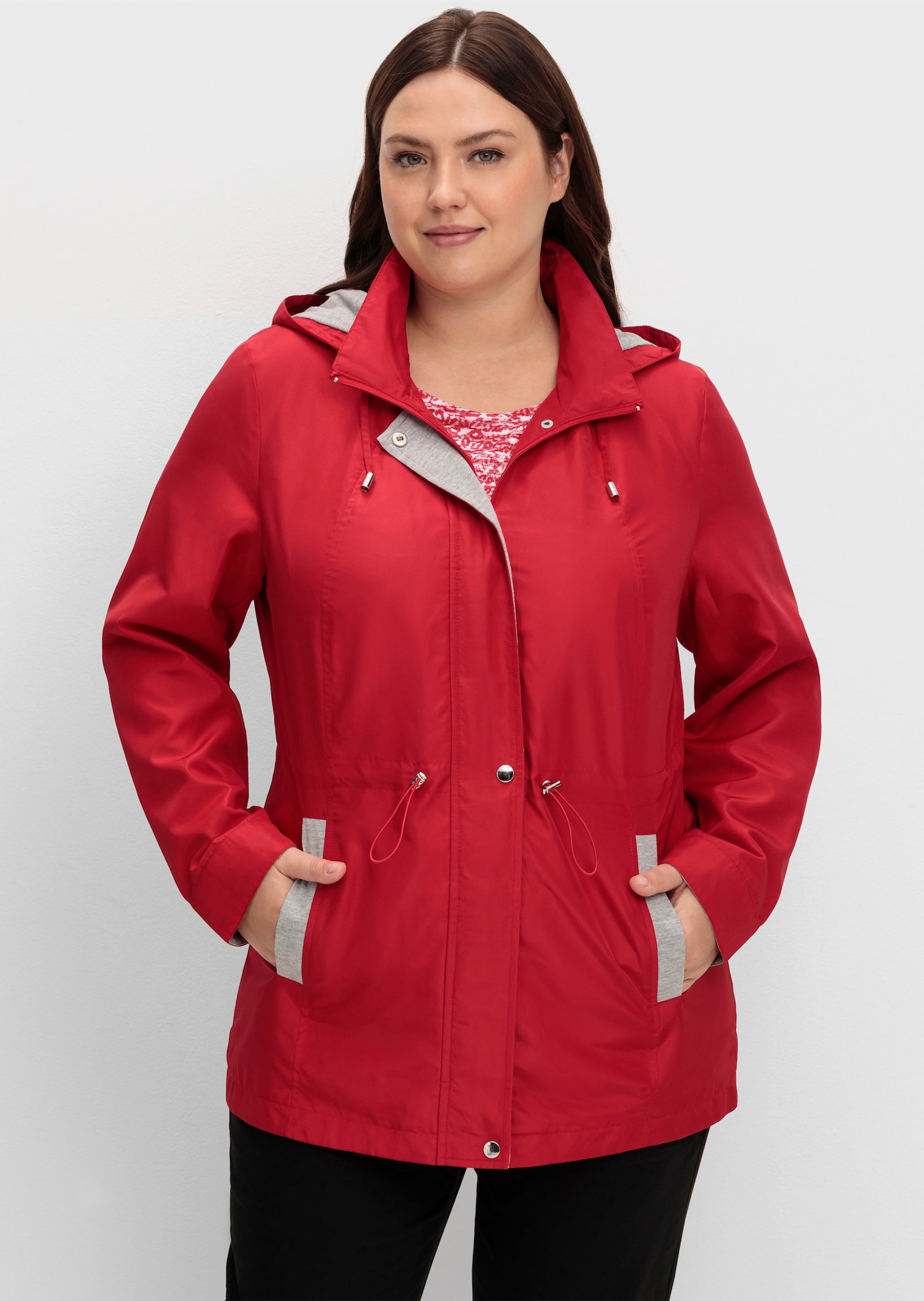 Freizeitjacke mit Tunnelzug in der Taille - rot